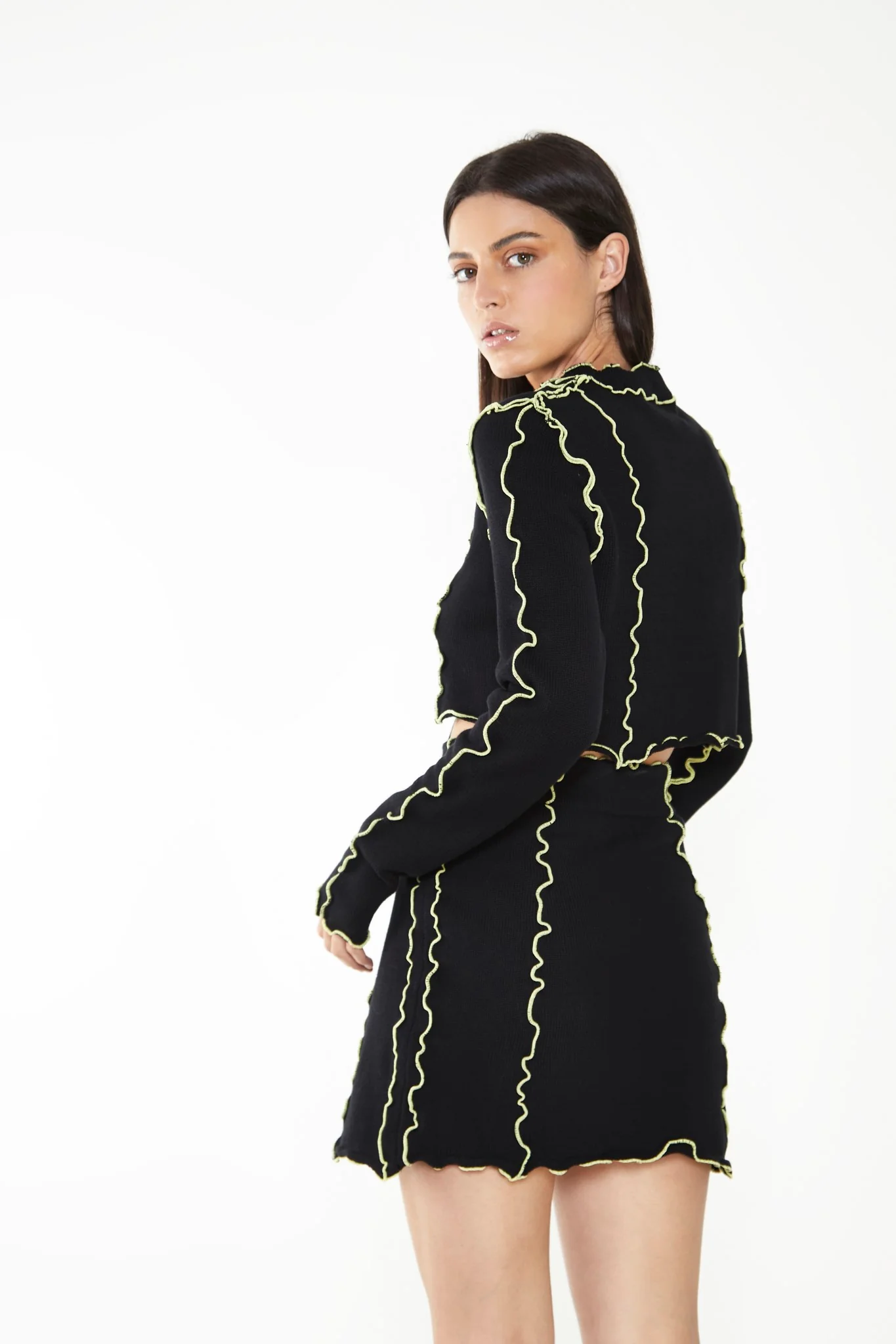 Glamorous Care Black Exposed Seam Lace Up Jumper - Image 2