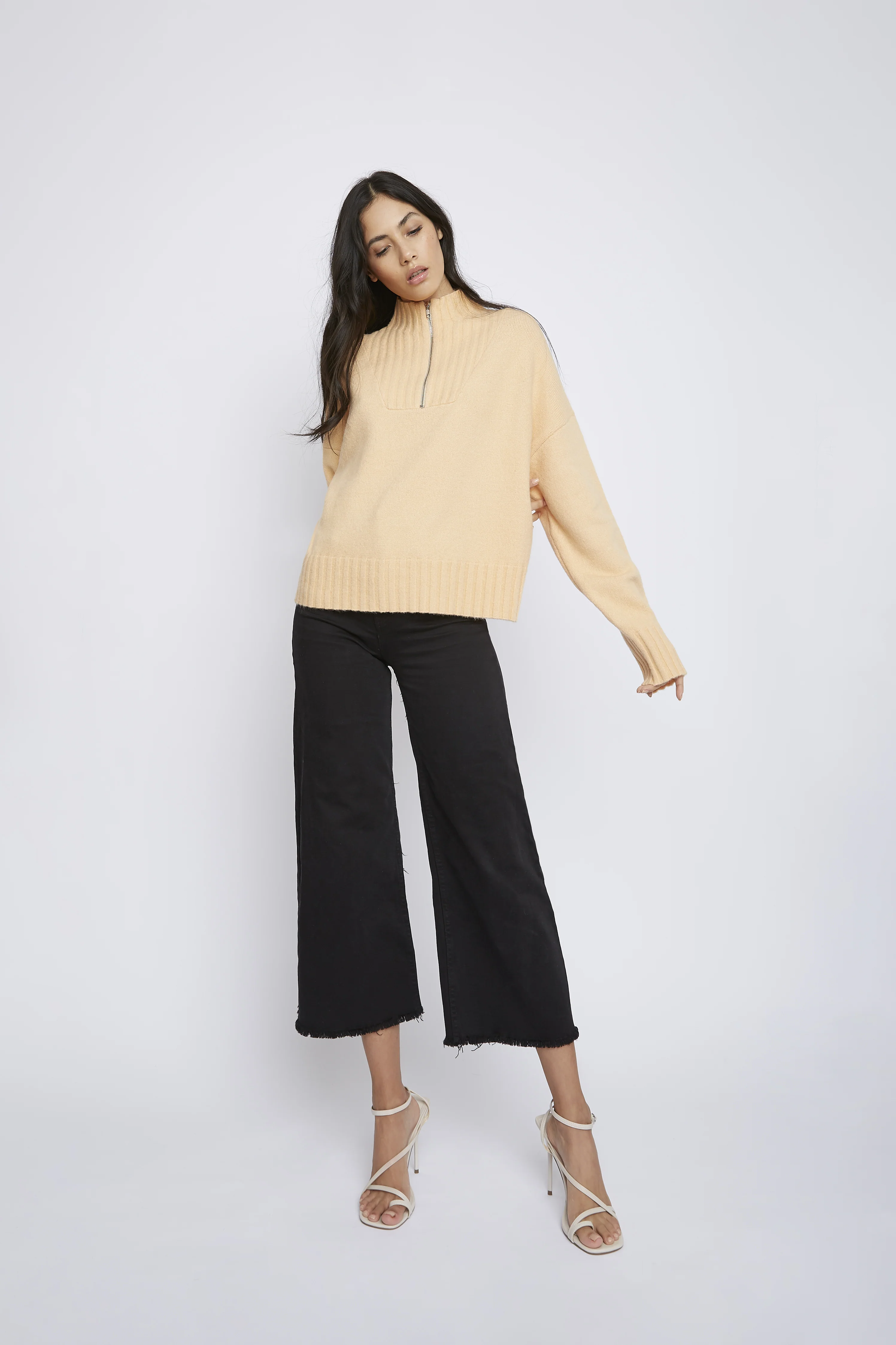 Glamorous Peach Quarter Zip Rib Jumper - Image 3