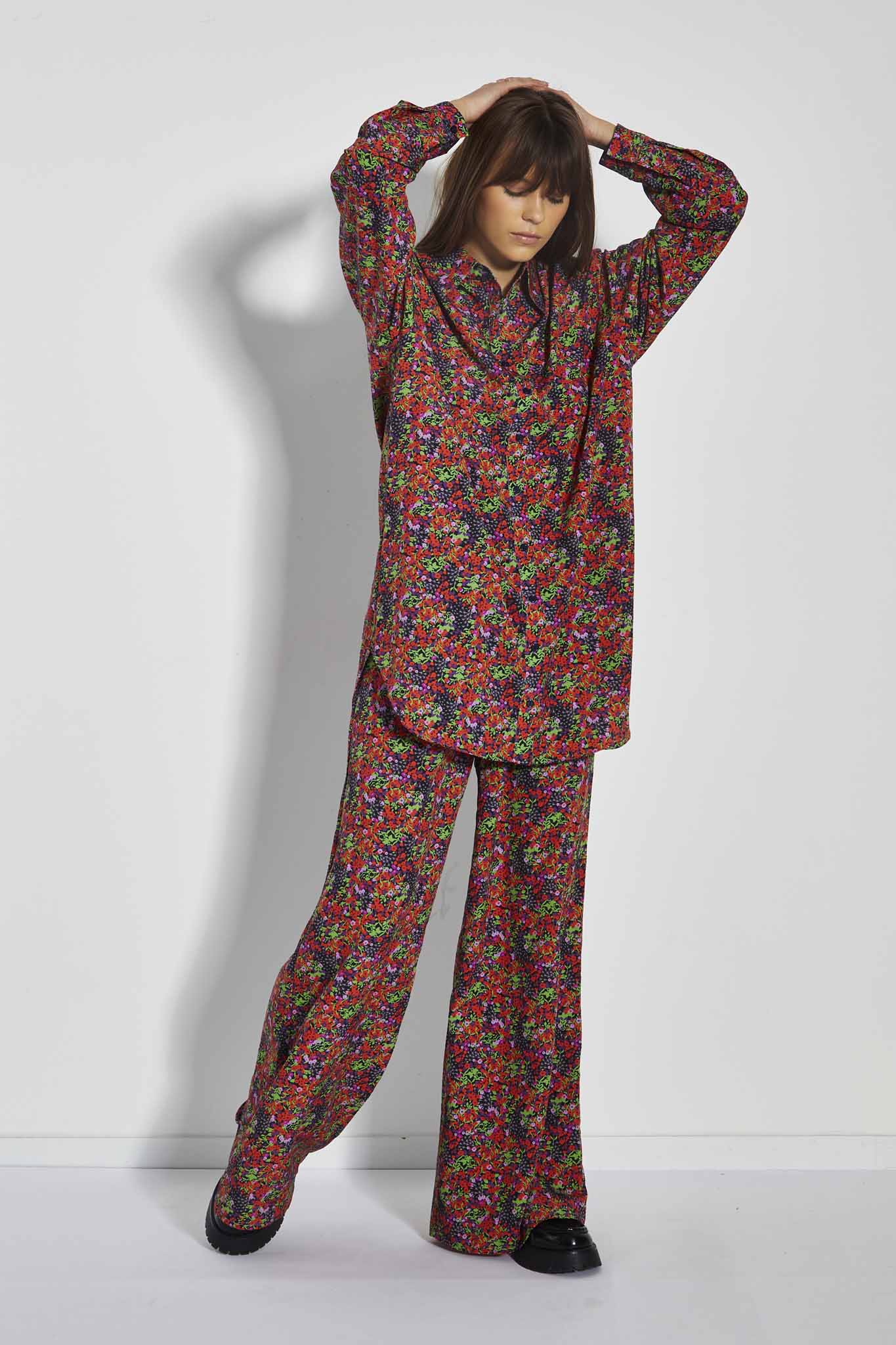 Glamorous Care Purple Orange Ditsy Oversized Shirt - Image 3