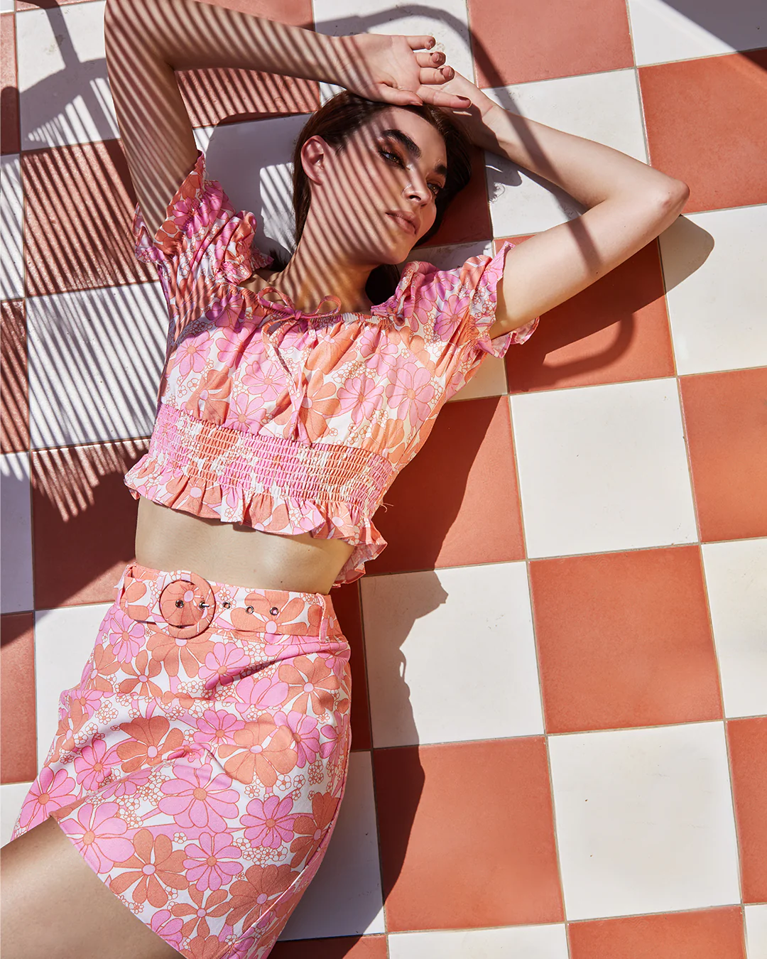 Glamorous Sixties Floral Belted Mini Skirt - Image 2