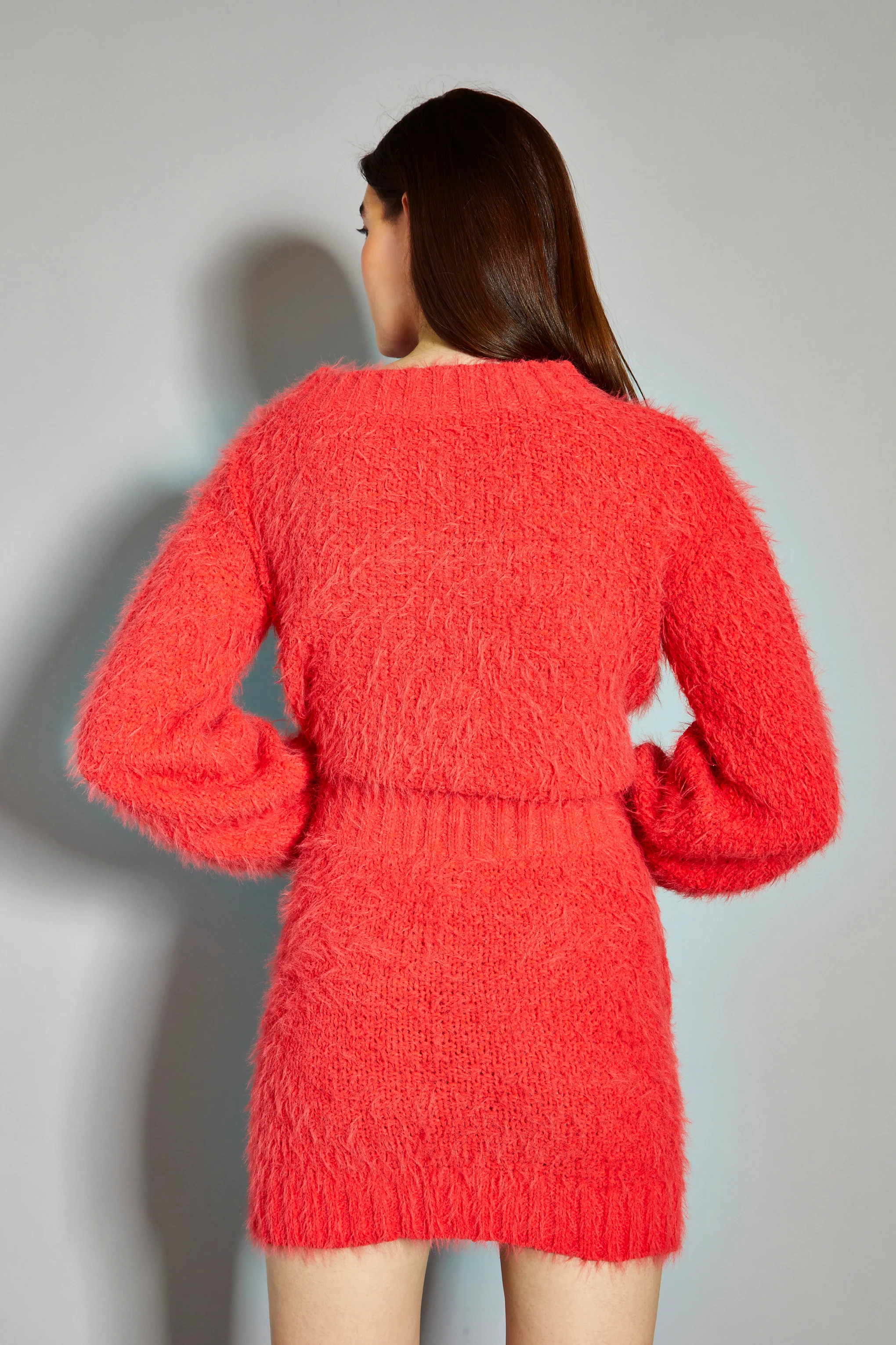 Glamorous Coral Red Knitted Mini Skirt - Image 2