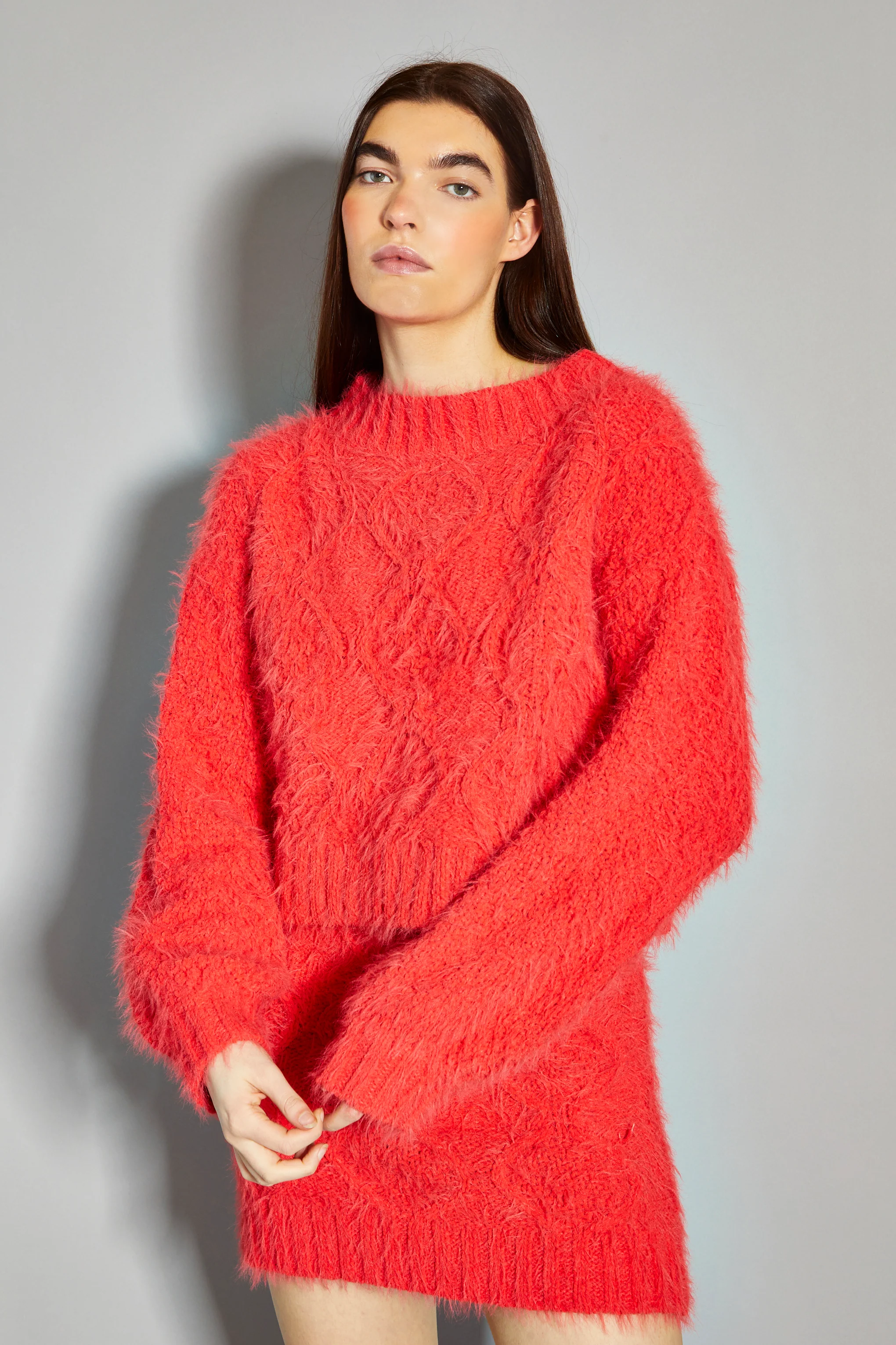 Glamorous Coral Red Knitted Mini Skirt - Image 3