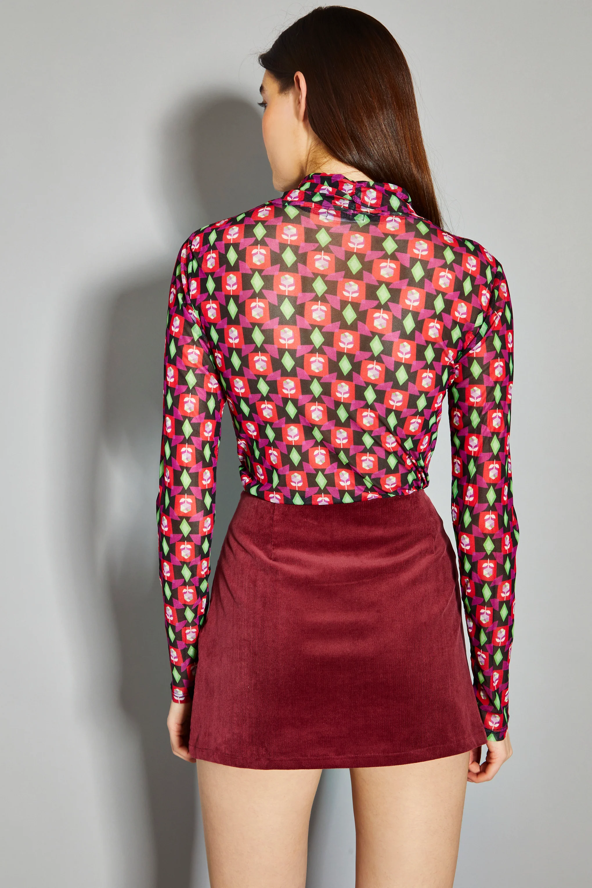 Glamorous Claret Corduroy Mini Skirt - Image 2