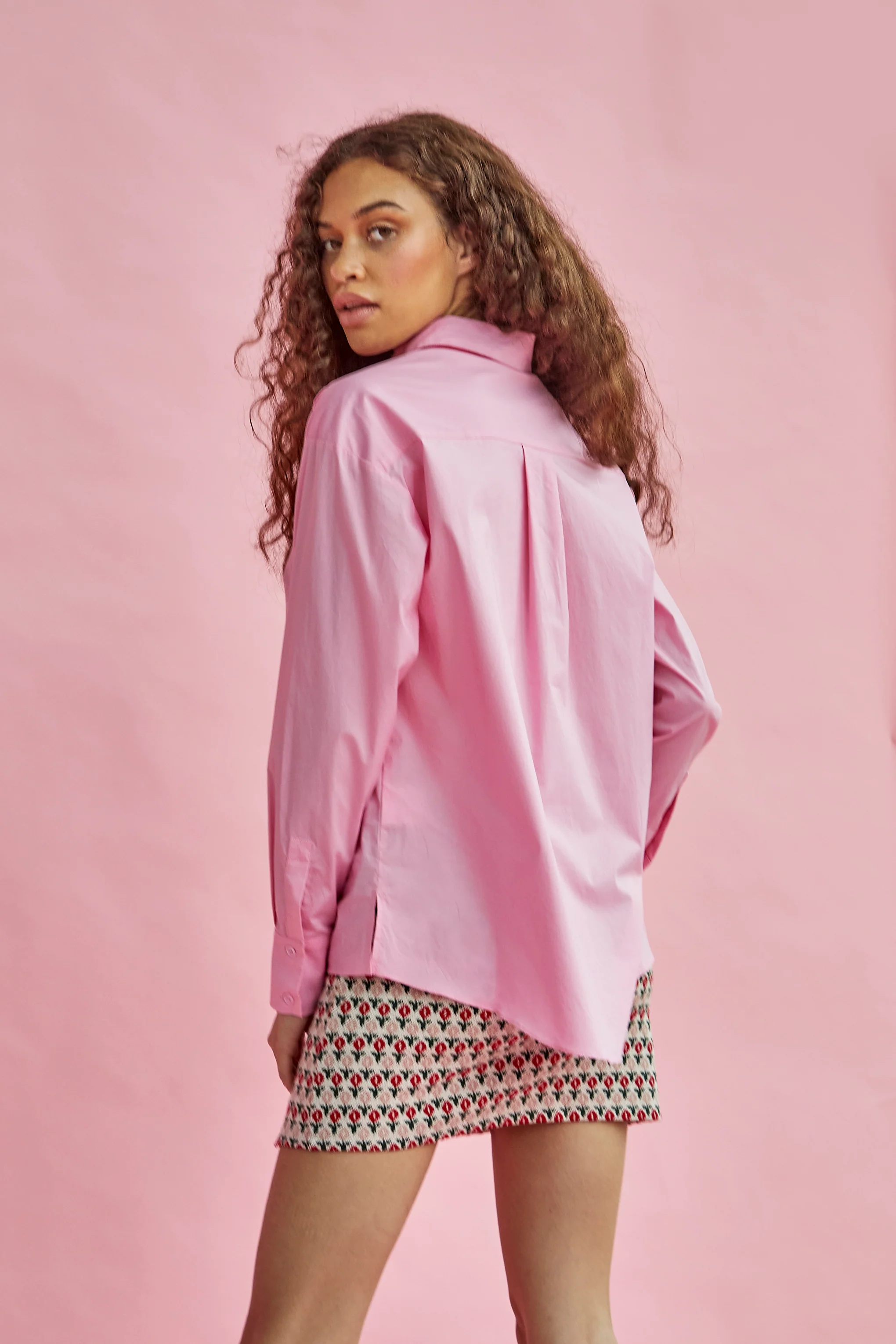Glamorous Candy Pink Poplin Loose Fit Shirt - Image 3