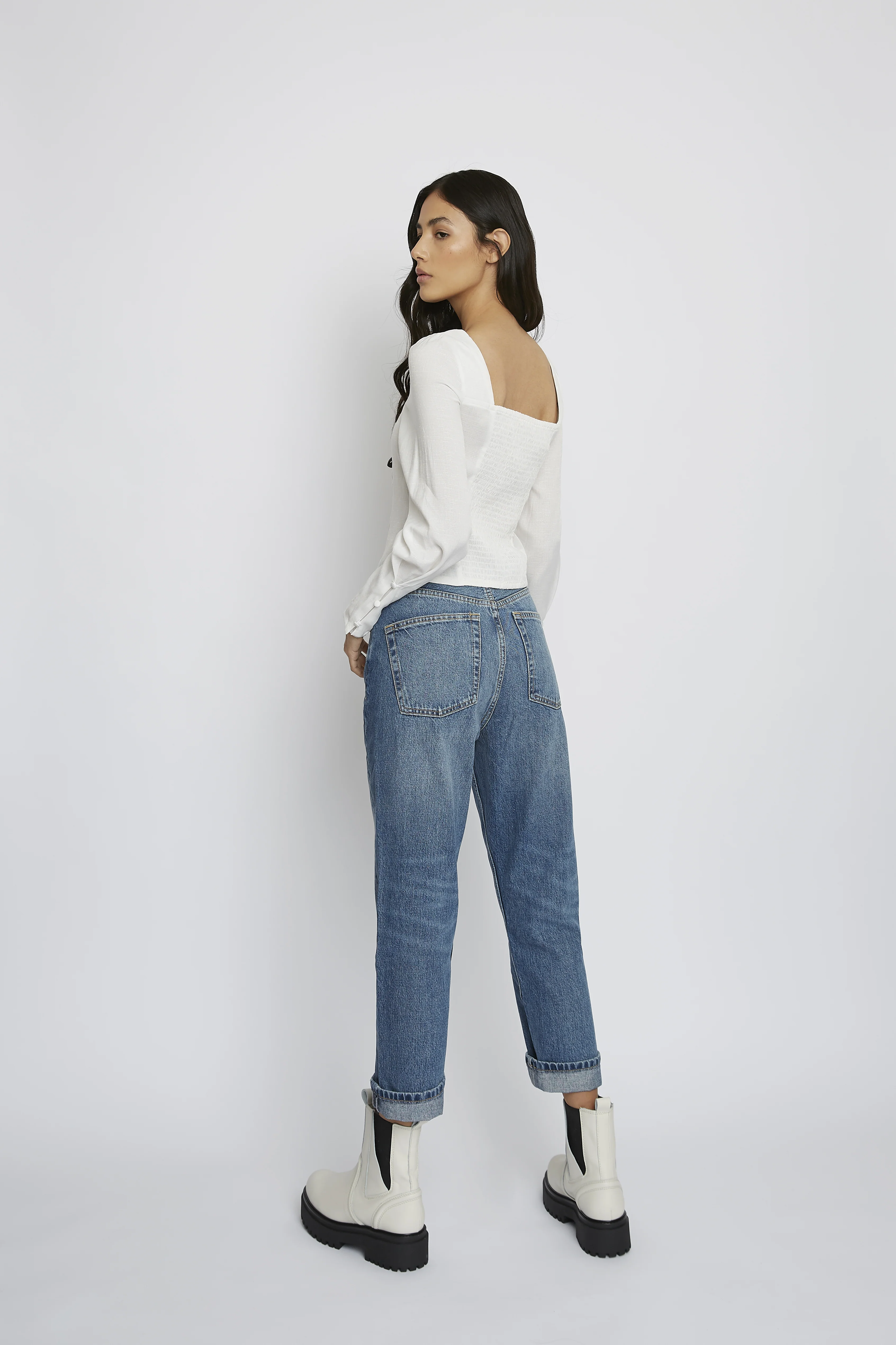 Glamorous Off White Square Neck Long Sleeve Blouse - Image 2