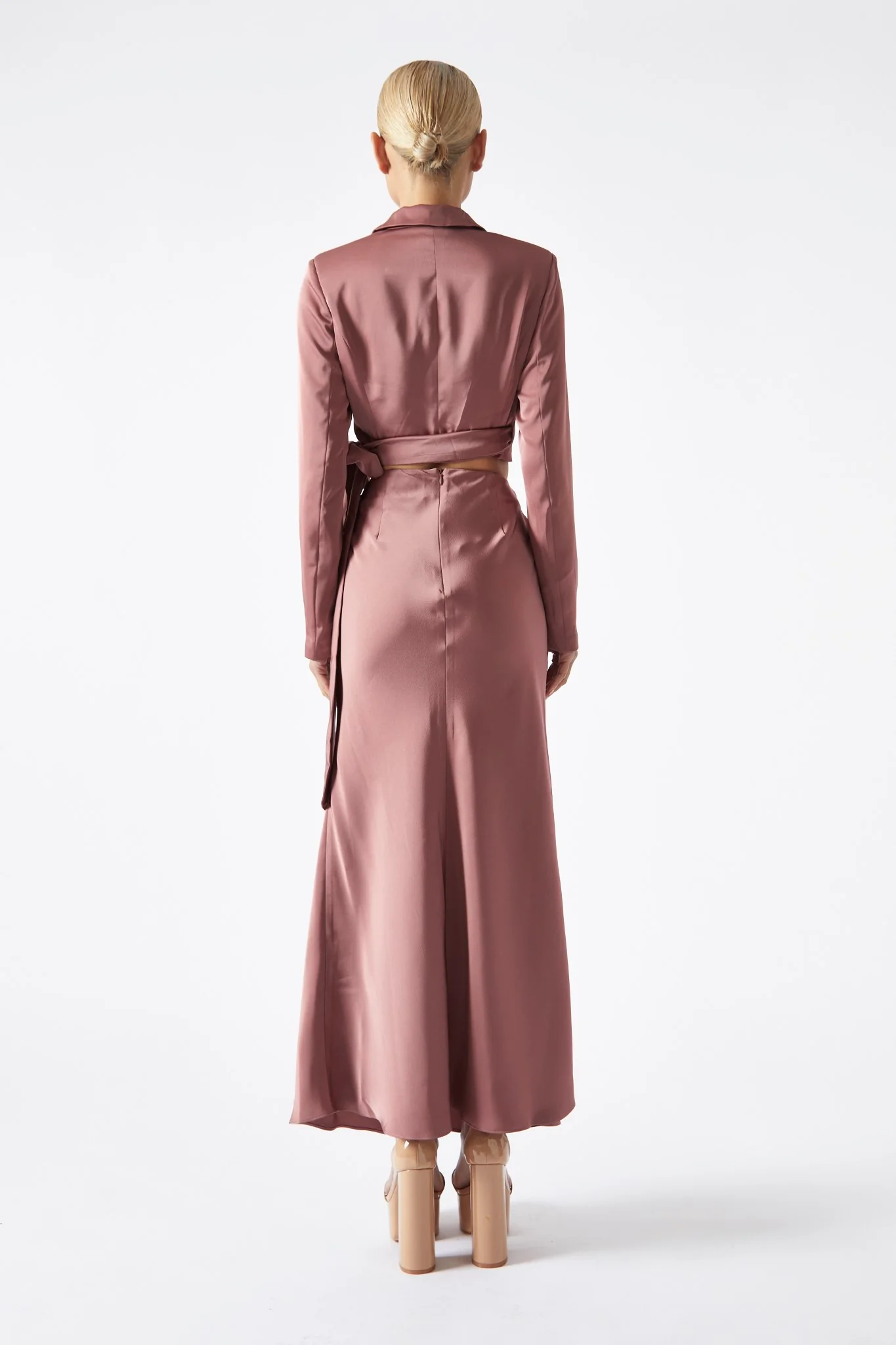 Dark-Rose Wrap-Front Crop-Blazer - Image 2