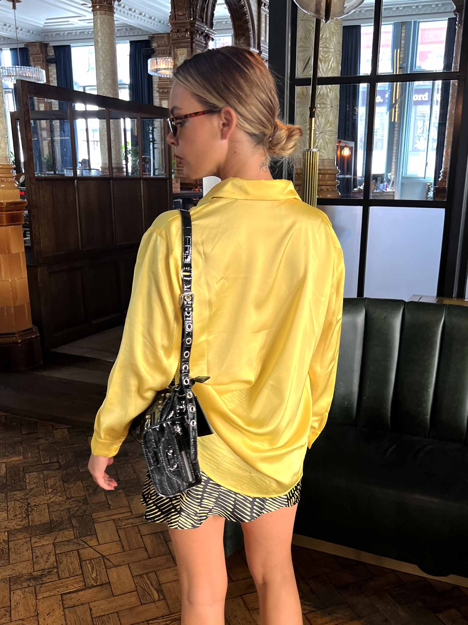 Glamorous Yellow Oversized Button Front Shirt - Image 2
