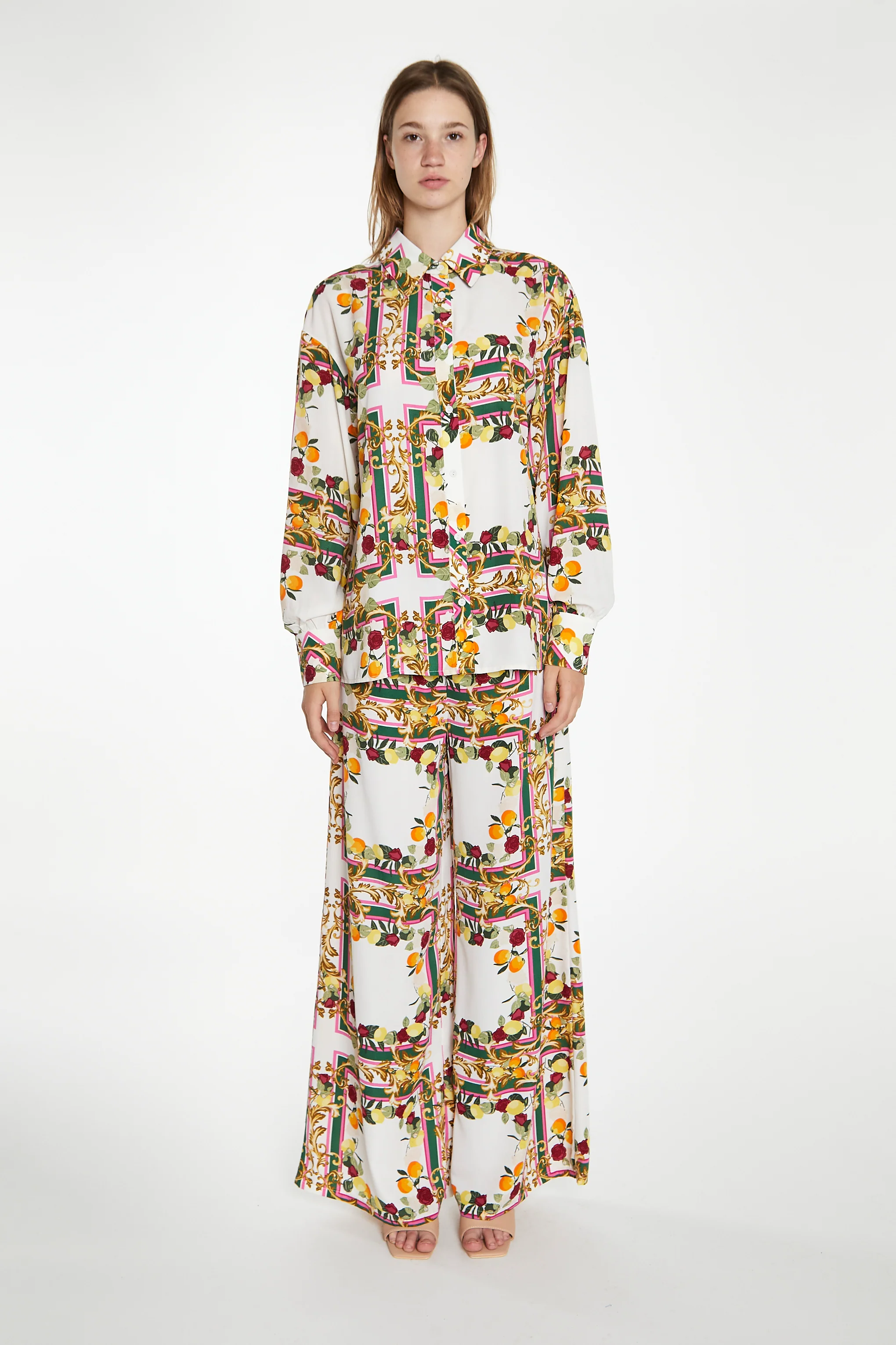 Citrus Scarf Print Long Sleeve Shirt - Image 2