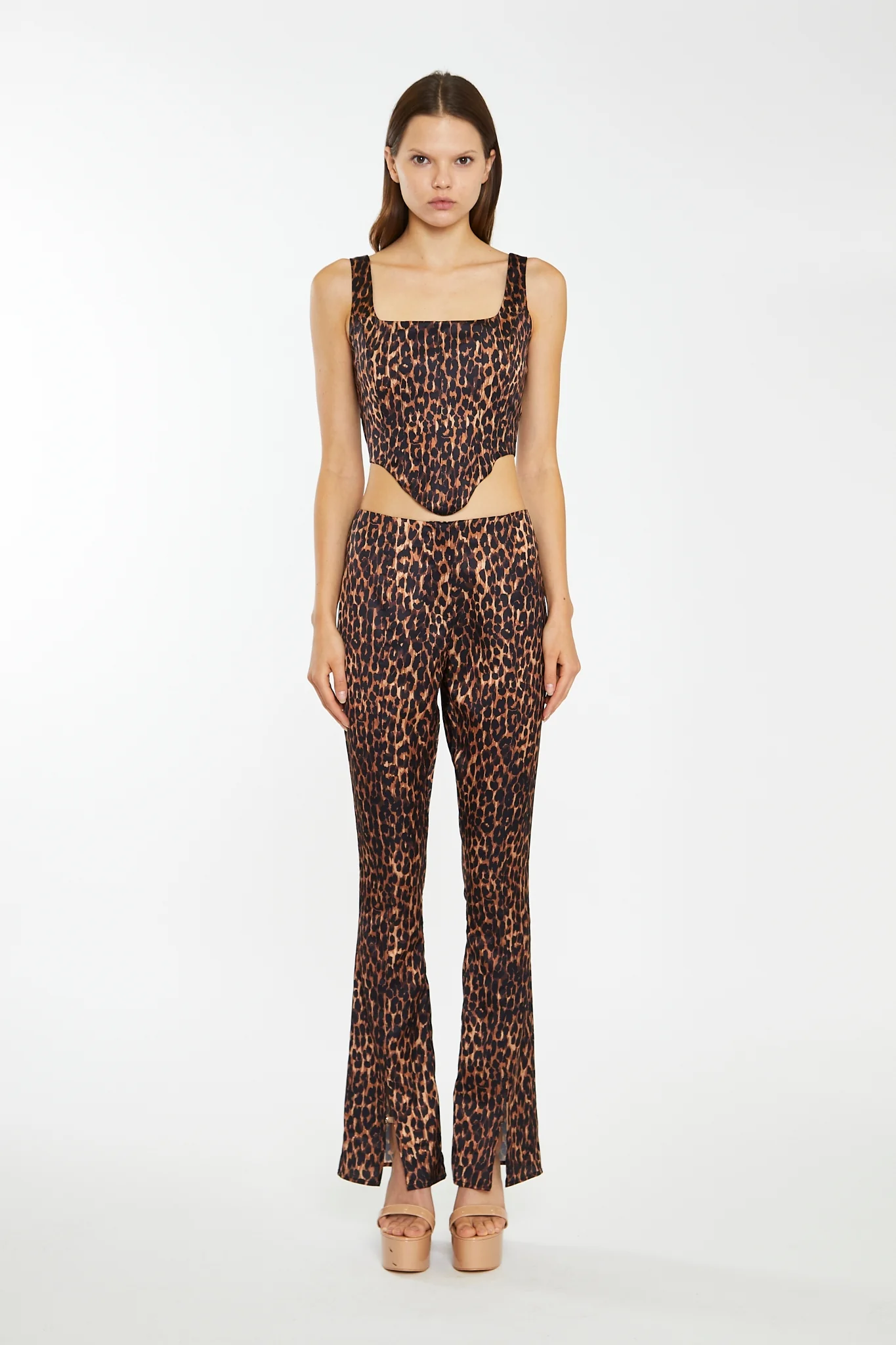 Brown Leopard Square-Neck Corset Top - Image 5