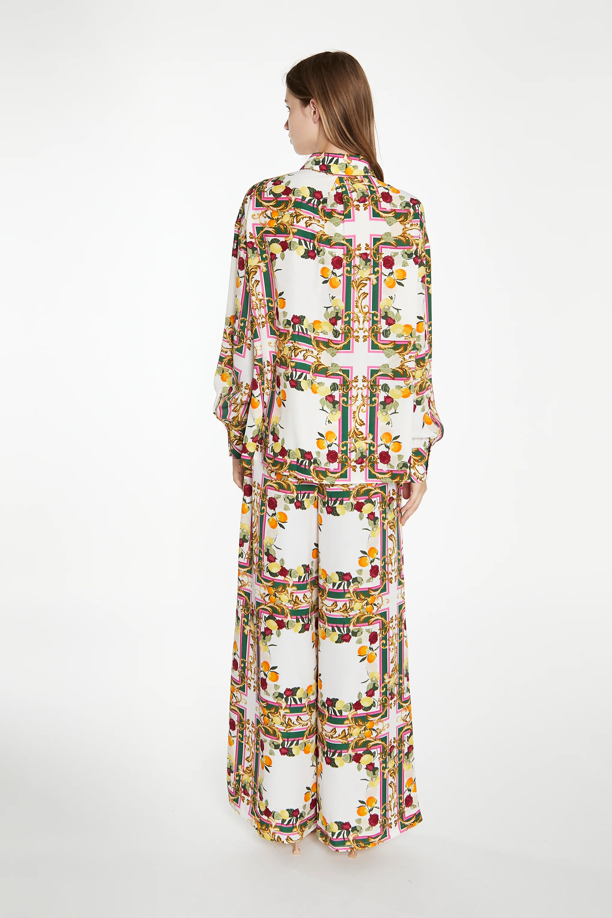 Citrus Scarf Print Wide Leg Trousers - Image 3