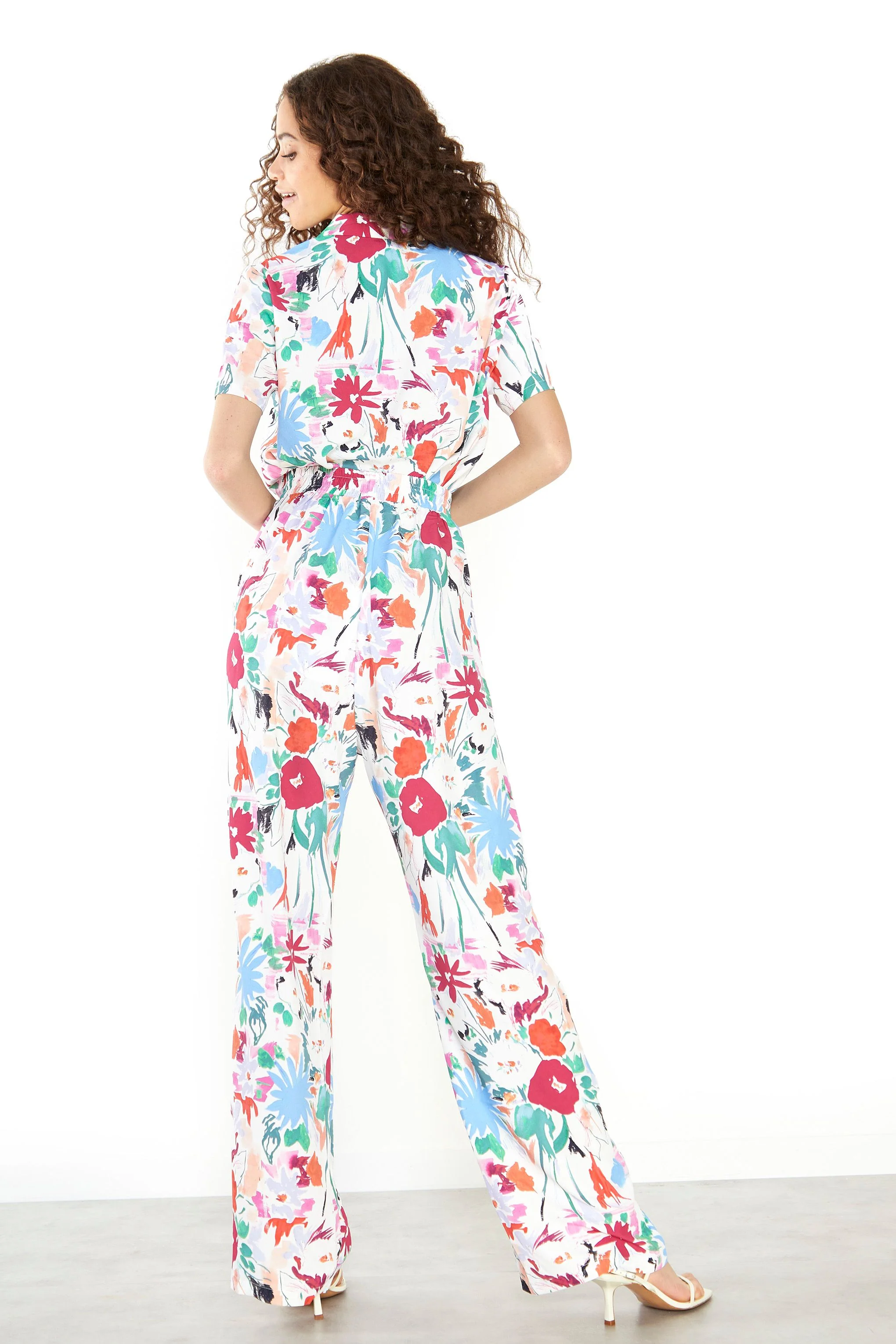 Glamorous Painted Multi Abstract Relaxed Straight Leg Trousers - Image 2