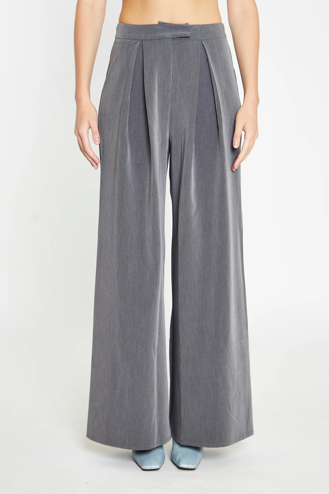 Dark-Grey High-Waisted Wide-Leg Trousers - Image 2
