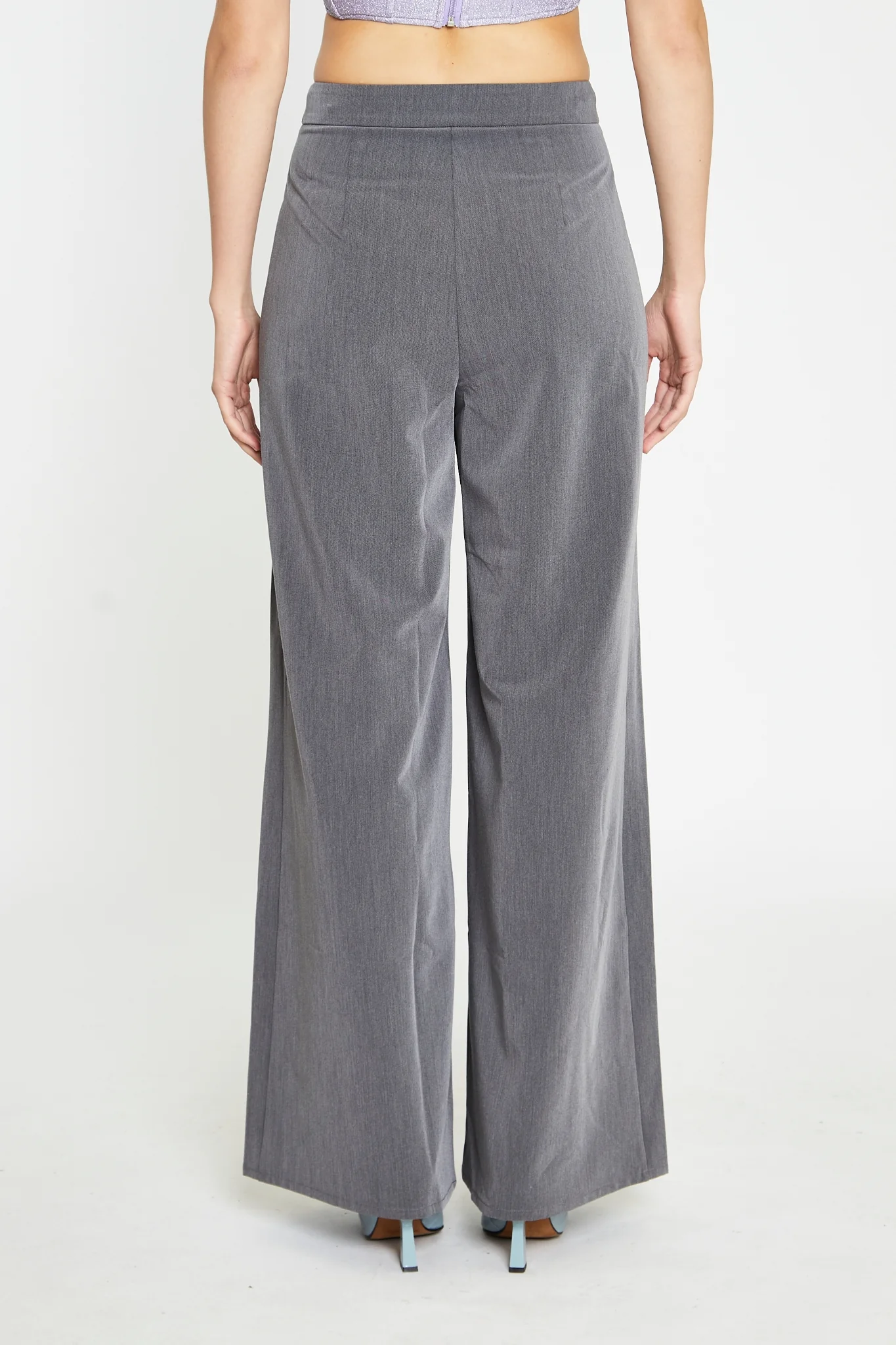 Dark-Grey High-Waisted Wide-Leg Trousers - Image 3