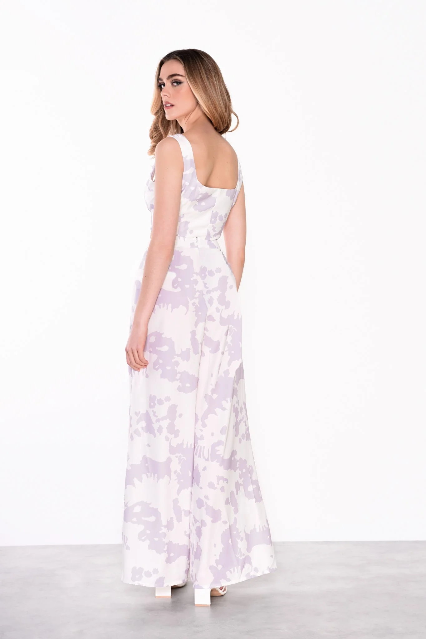 Glamorous Misty Lilac Abstract High Waisted Wide Leg Trousers - Image 2