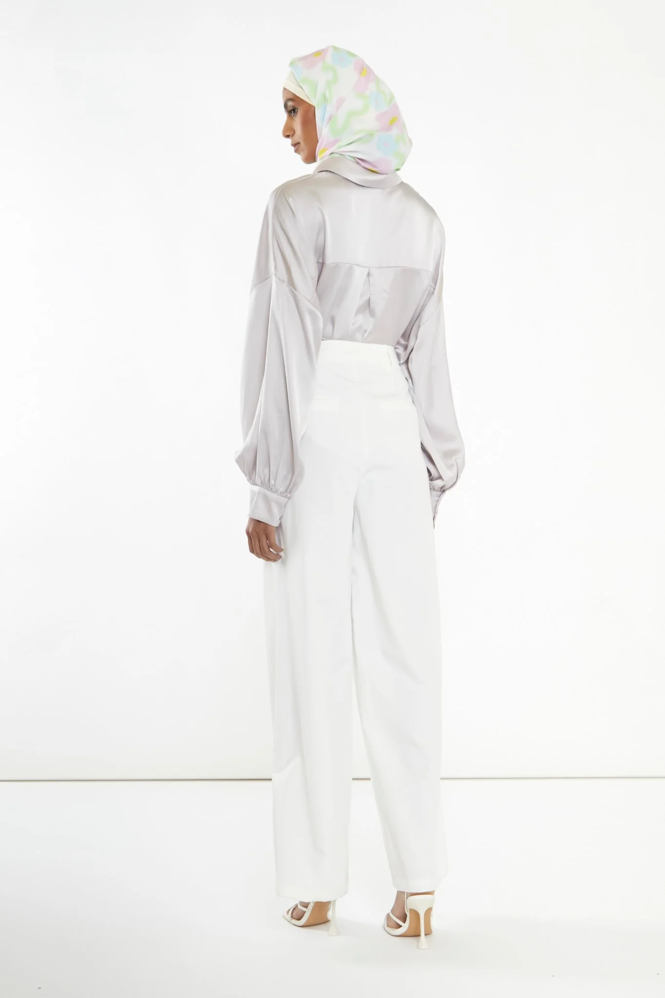 White Wide Leg Trousers - Image 2