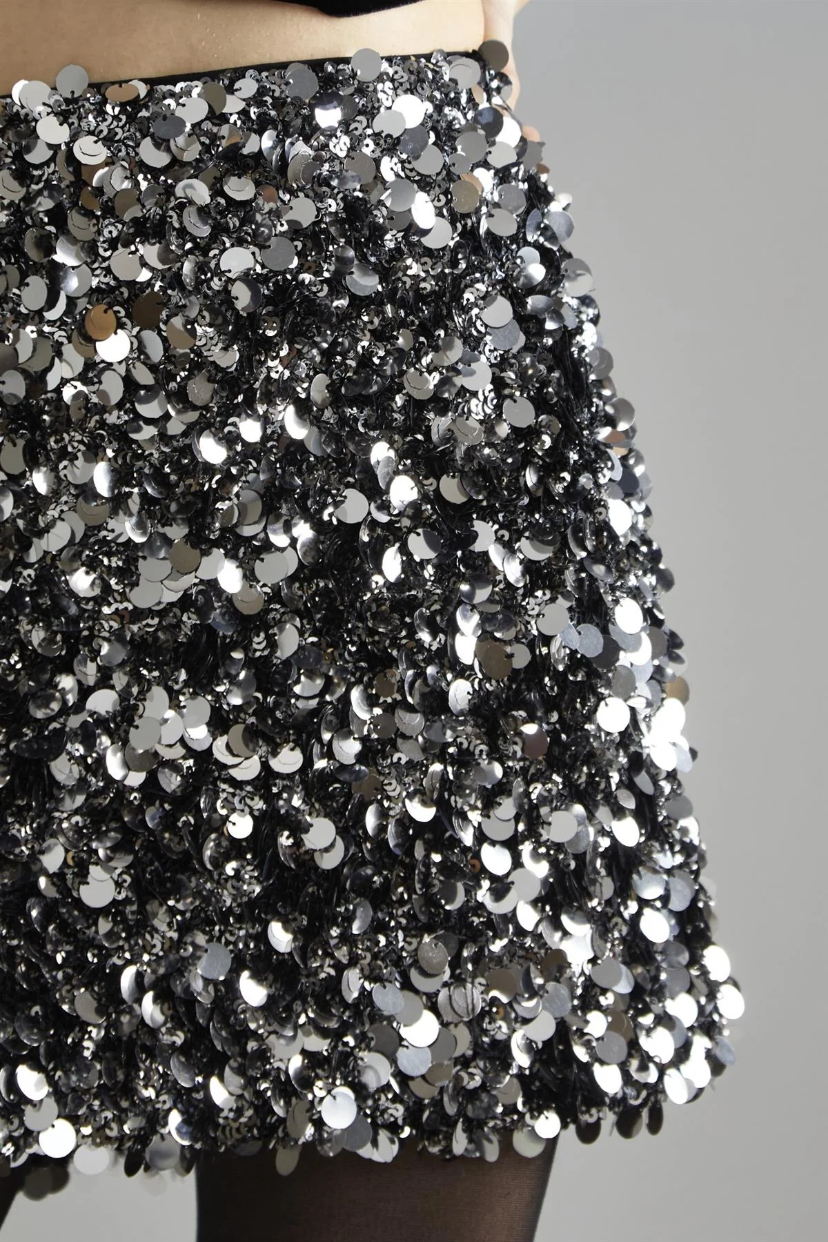 Large Pewter-Sequin Mini-Skirt - Image 4