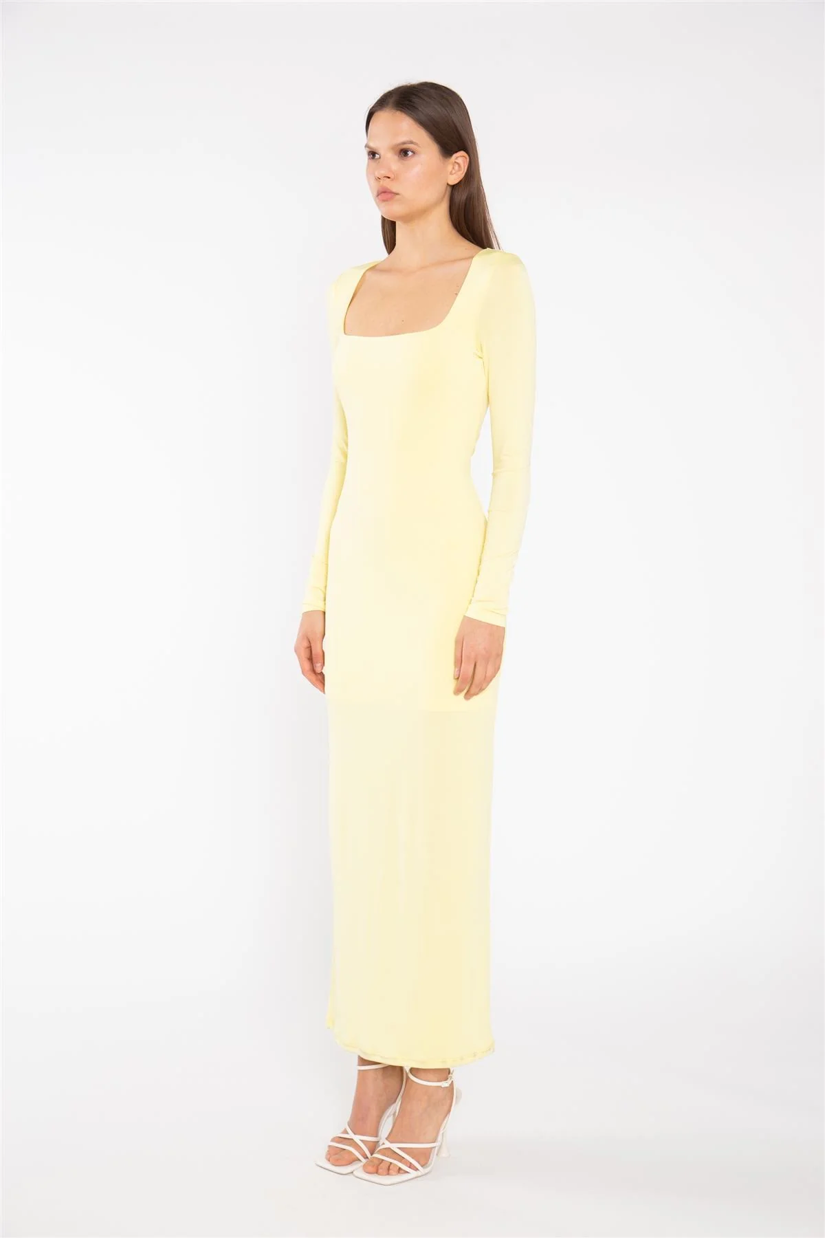Lemon-Yellow Square-neck Maxi-Dress - Image 4