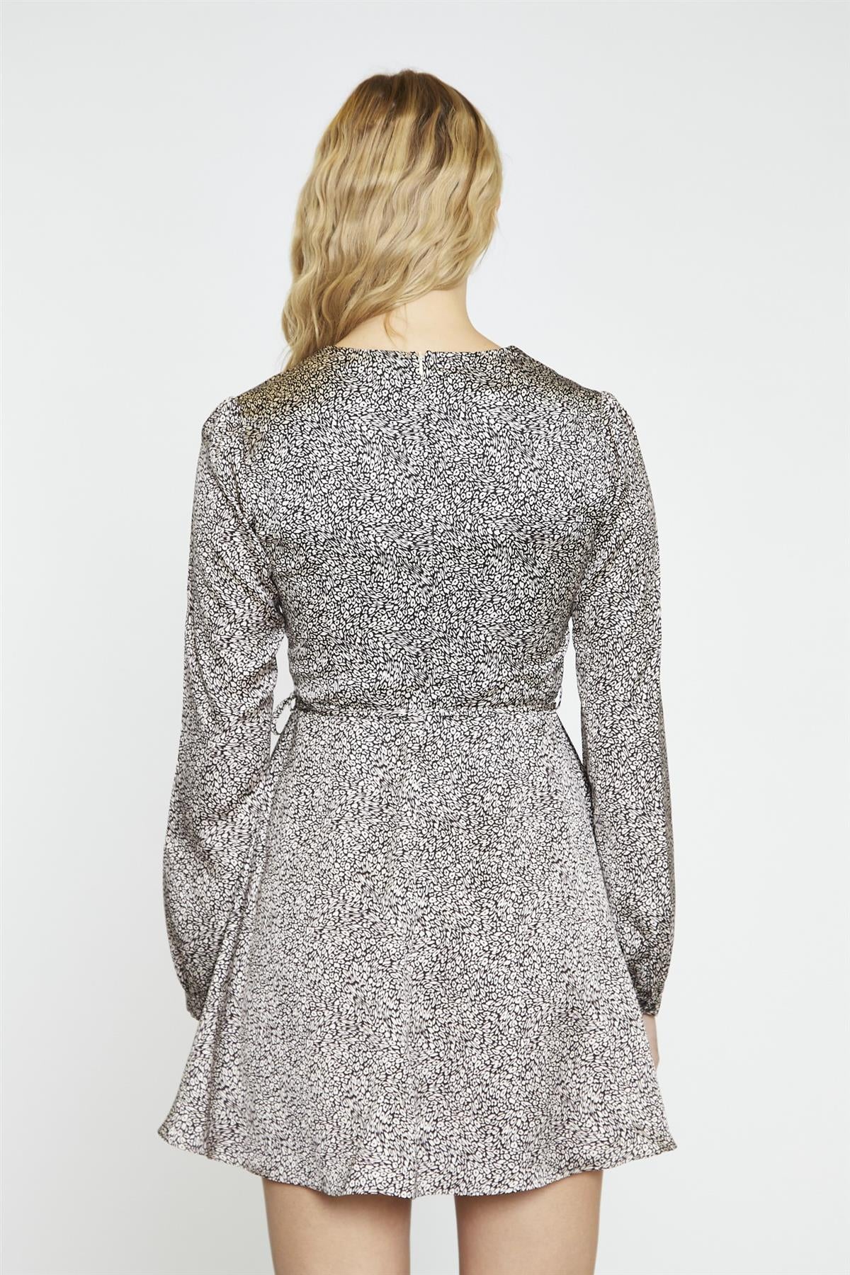 Leopard Swirl V-Neck Mini-Dress - Image 2
