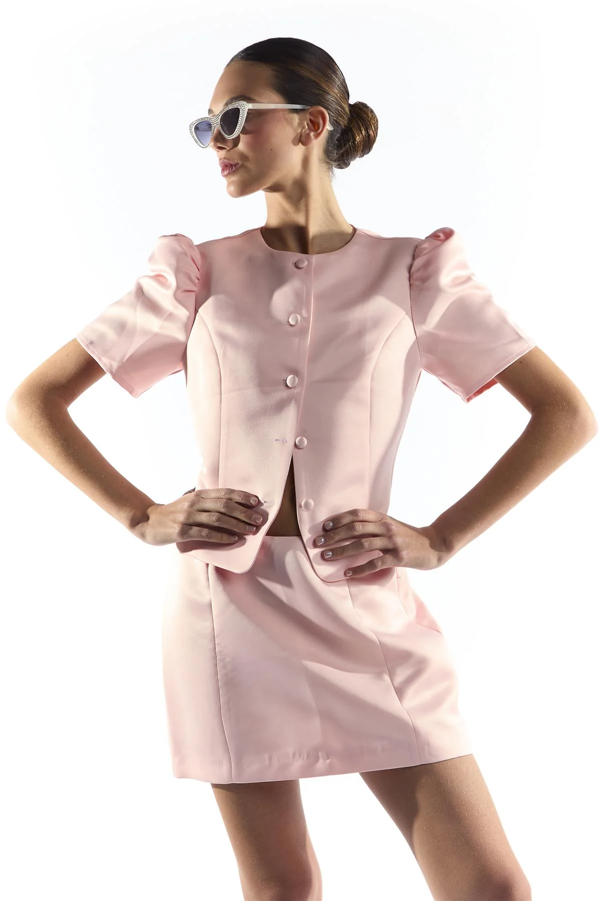 Light Pink Button Through Structured Blouse - Image 2