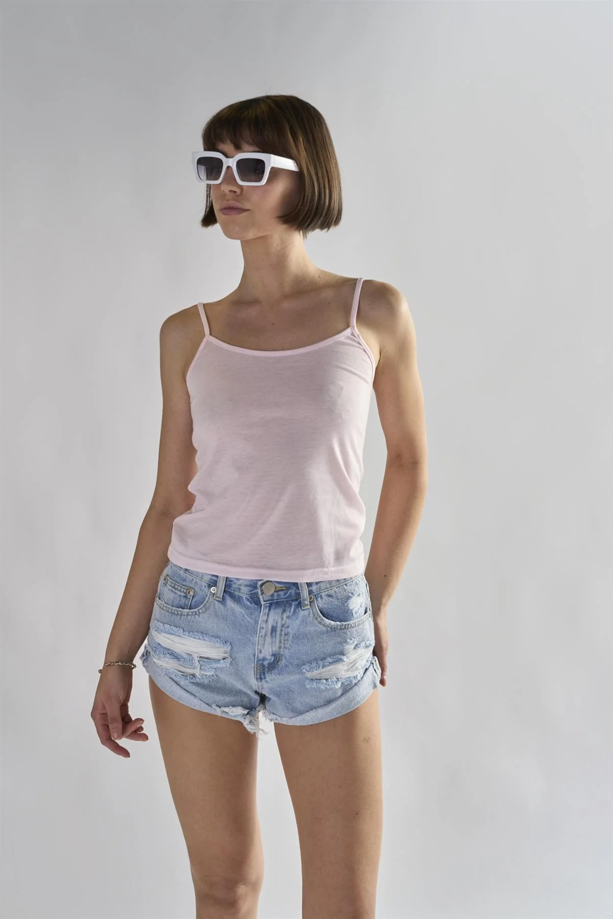 Light Pink Square Neck Vest Tops - Image 2