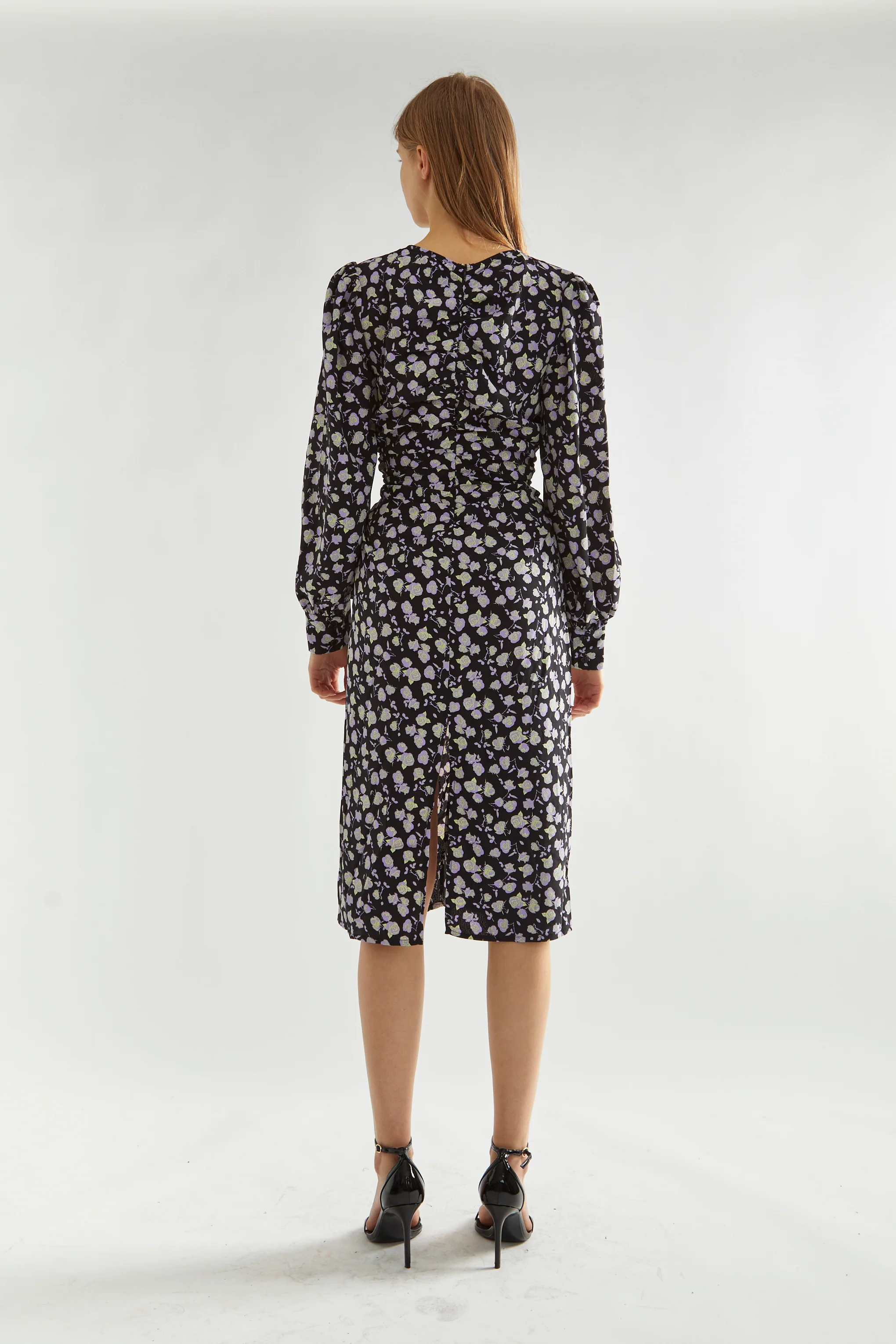 Lilac-Rose Ruched-Front Midi-Dress - Image 2