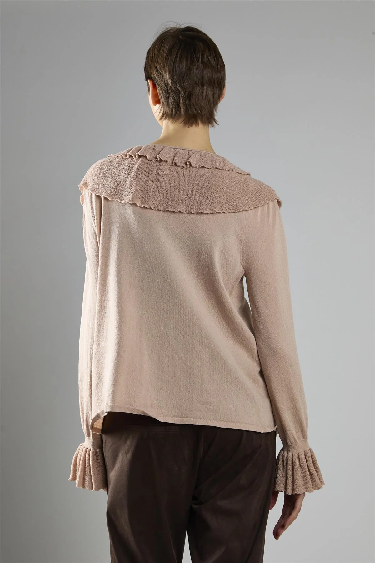 Long Ruffle Cardigan - Beige - Image 2