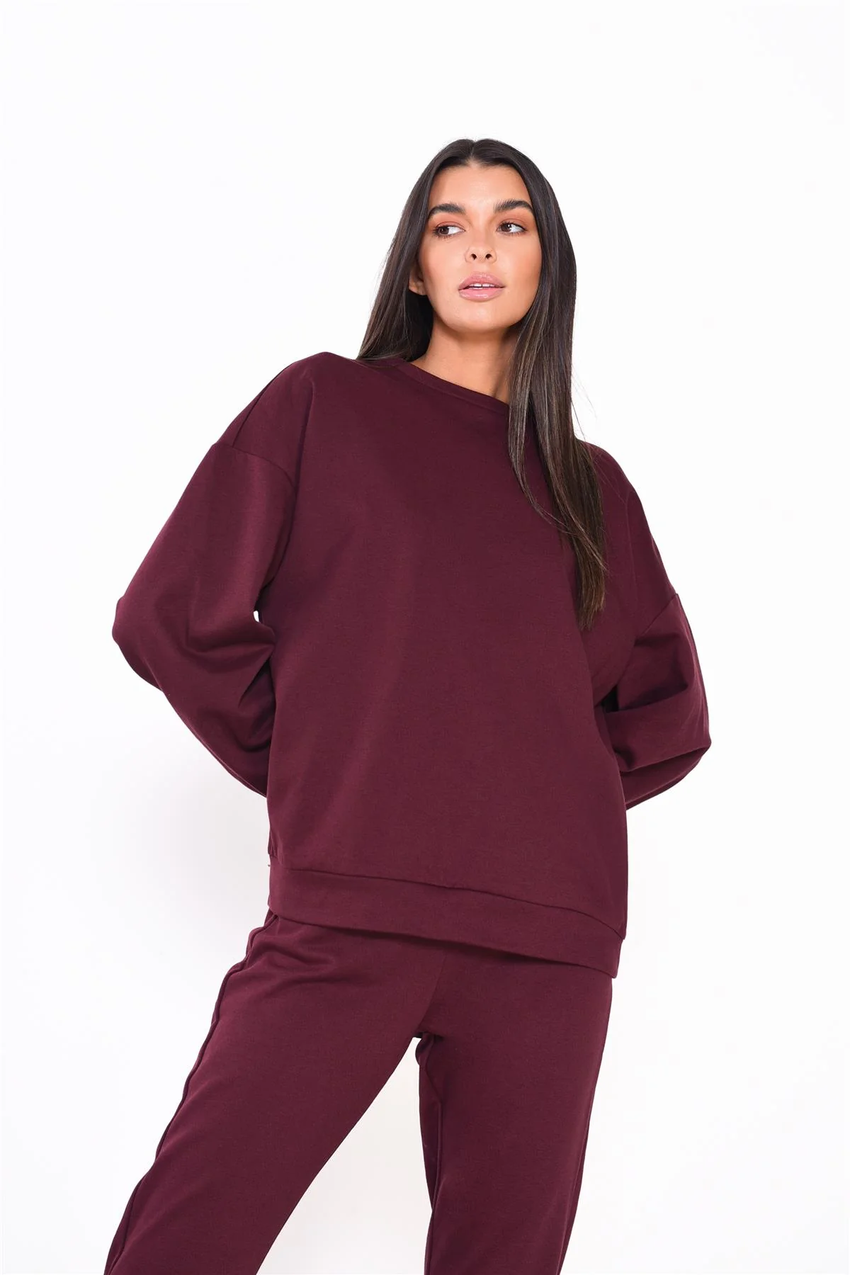 Maroon Relaxed-Fit Long-Sleeve-Top - Image 3