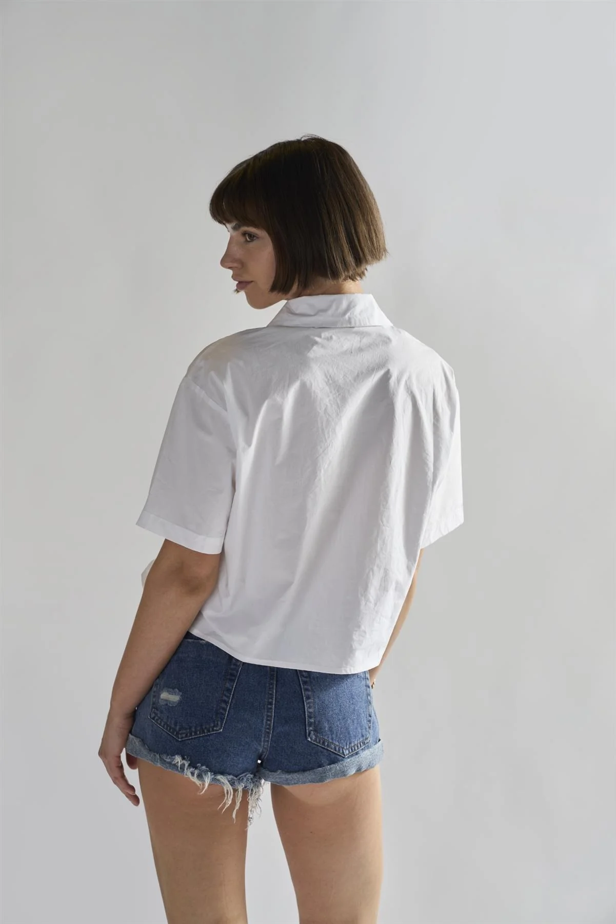 Mid-Stonewash Ripped Denim Shorts - Image 2