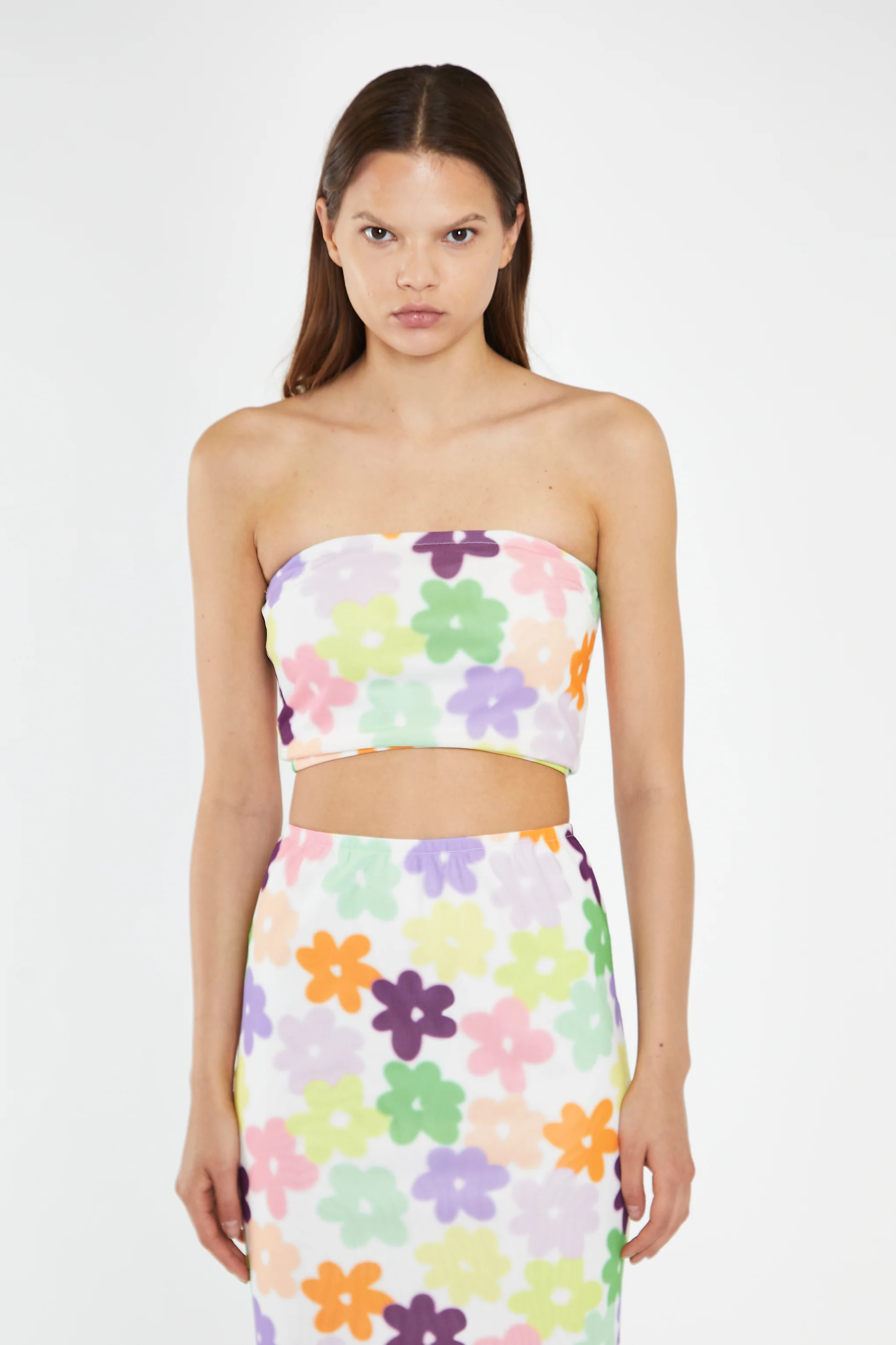 Multi-Flower Mesh Bandeau Crop-Top - Image 3