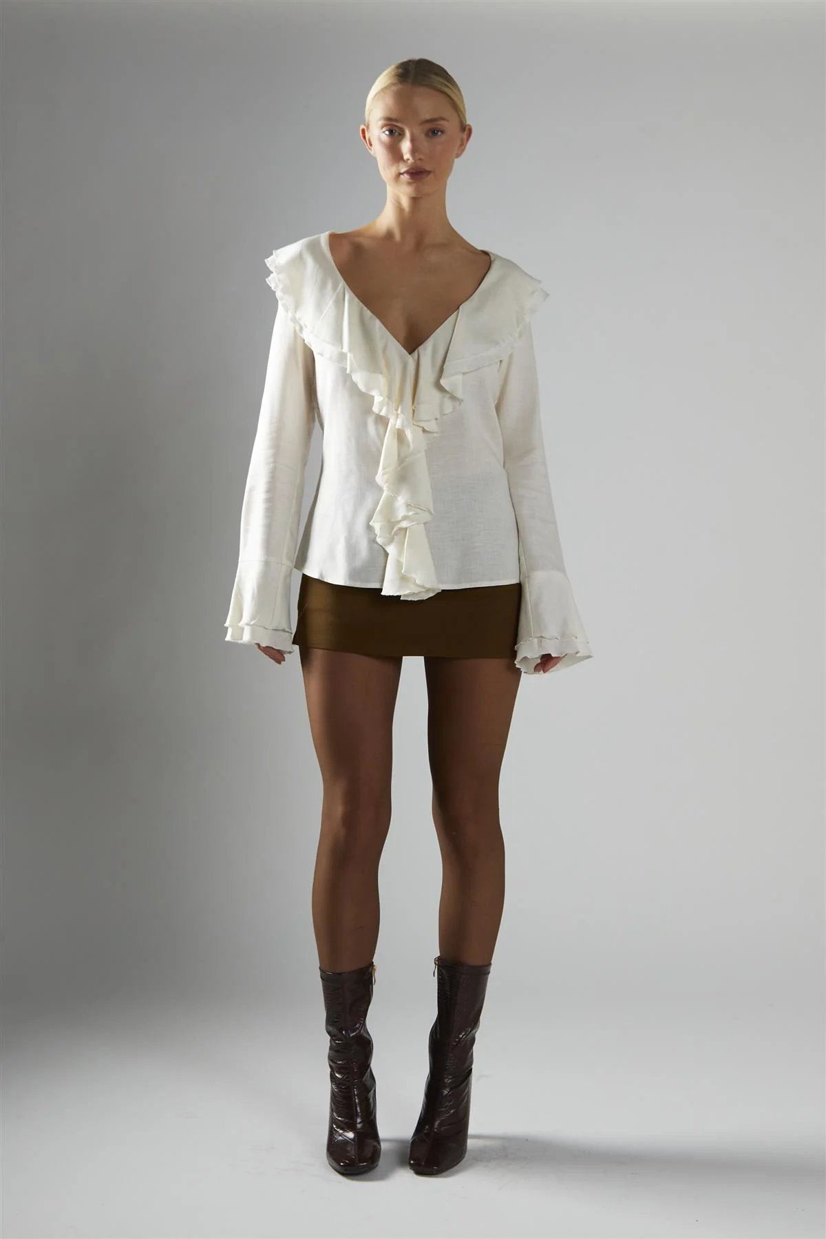 Off-White Ruffle-Front Blouse - Image 5