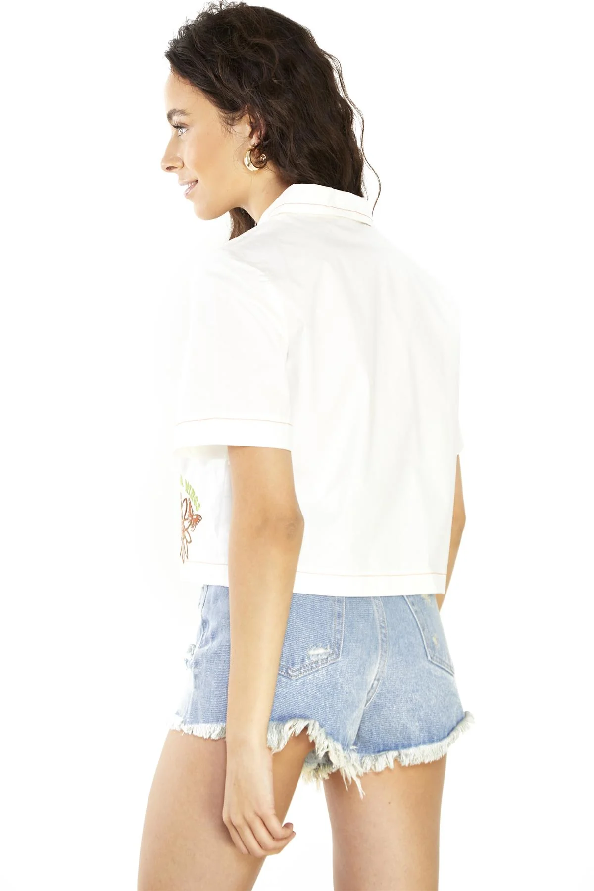 Off White Short-Sleeve Positivity Crop-Top - Image 2