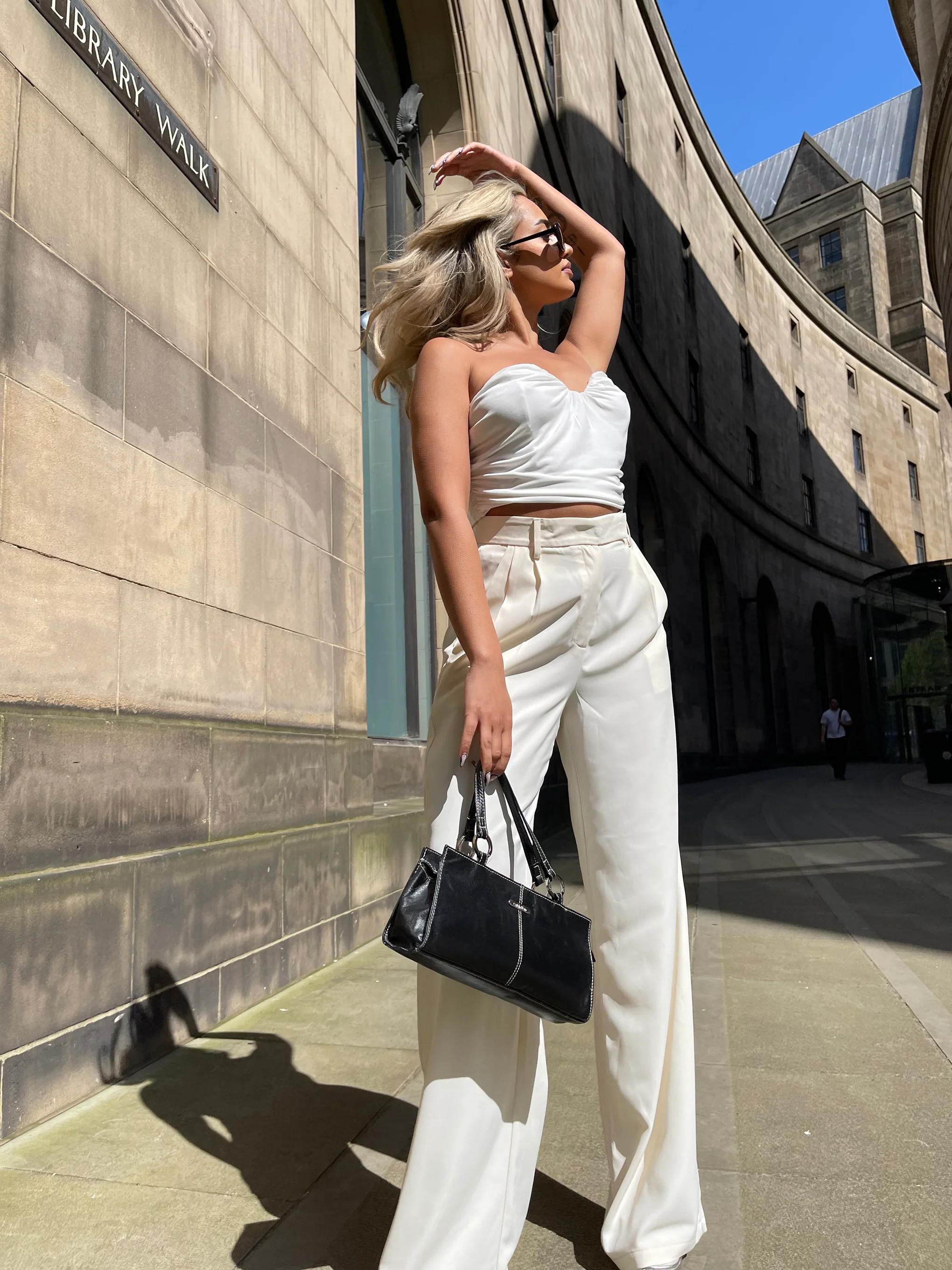 Off White Strapless Ruched Top - Image 6