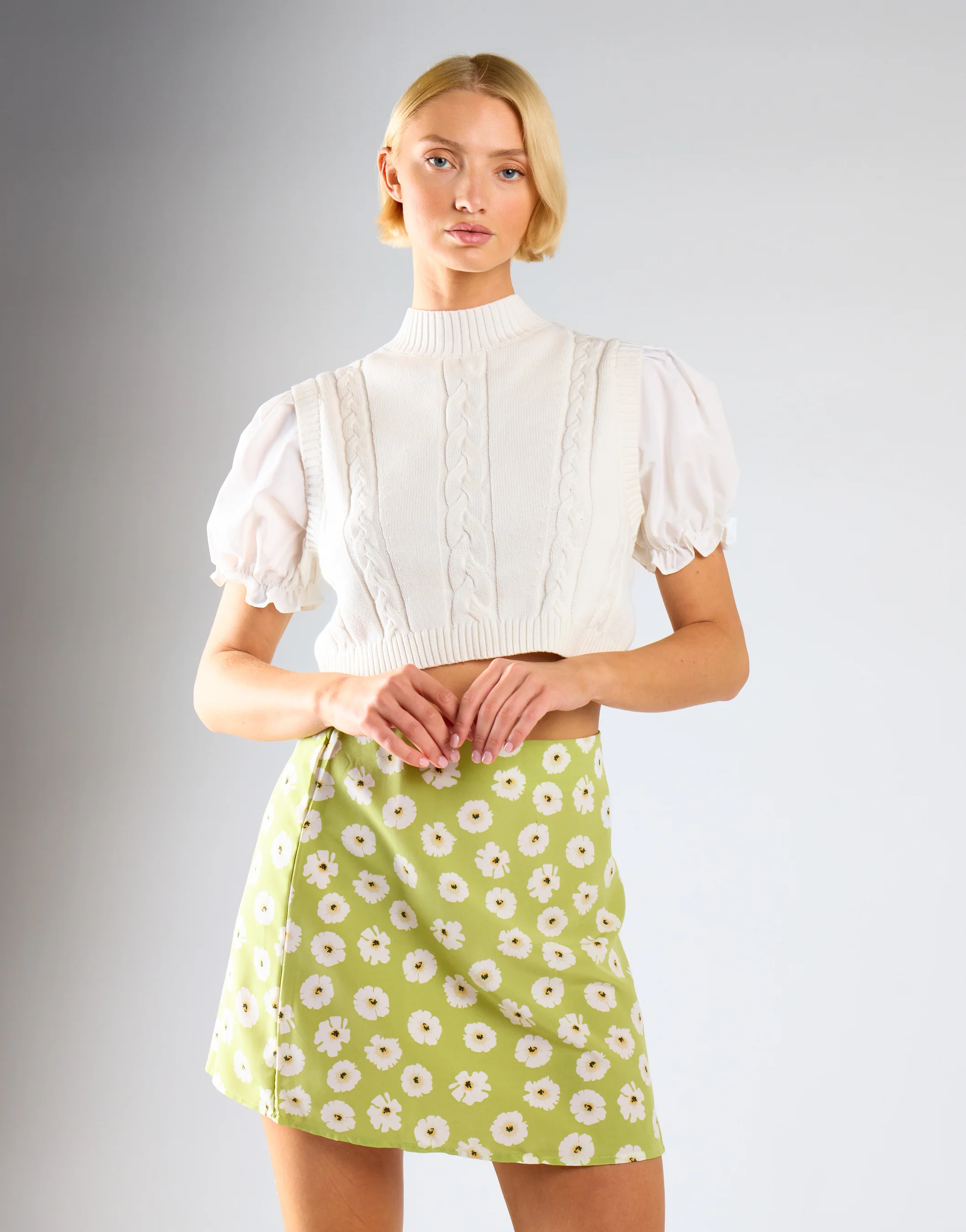 Glamorous Care Olive Green Flower Mini Skirt - Image 2