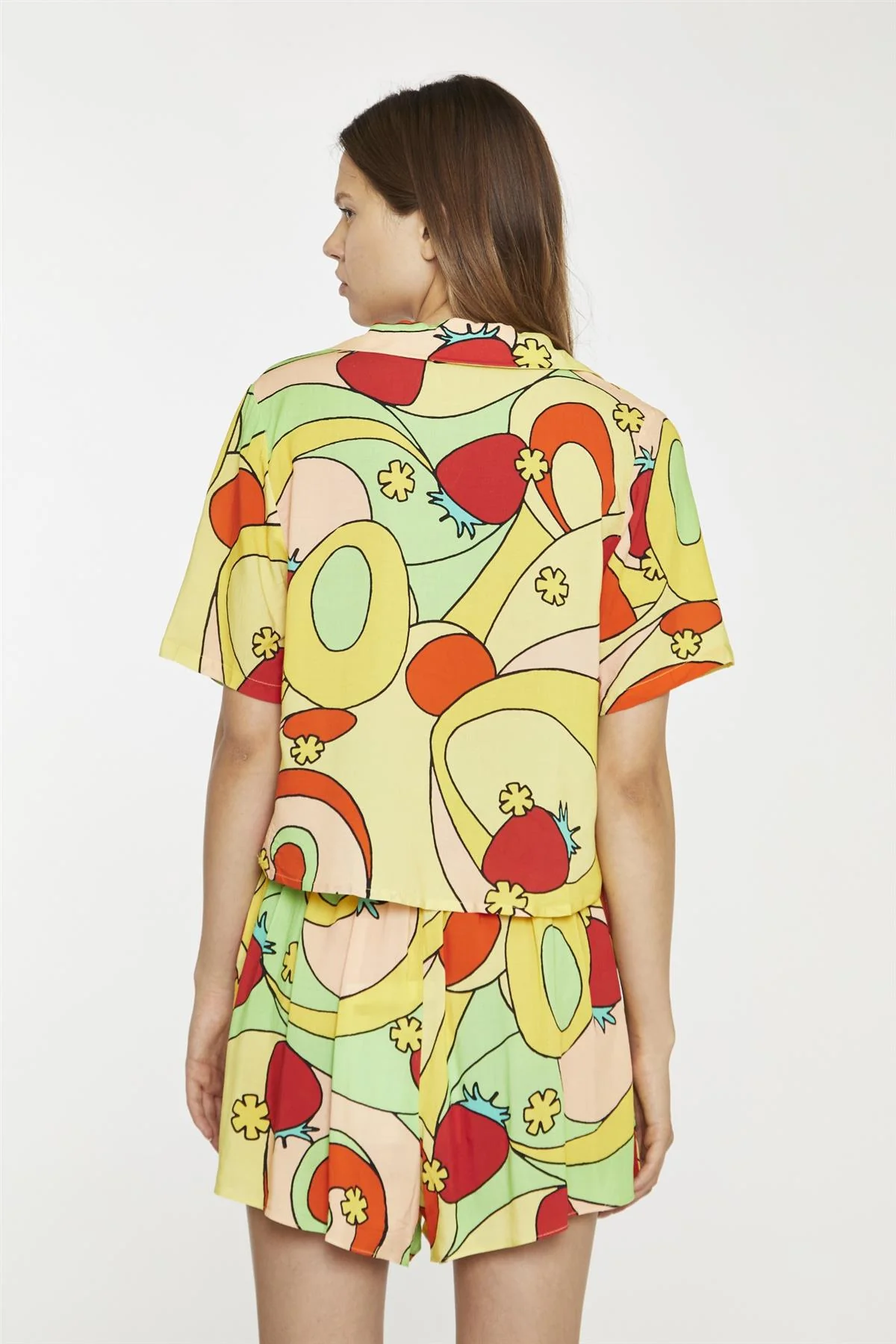 Orange-Swirl Strawberry Smocked-Waist Loose-Fit-Shorts - Image 2