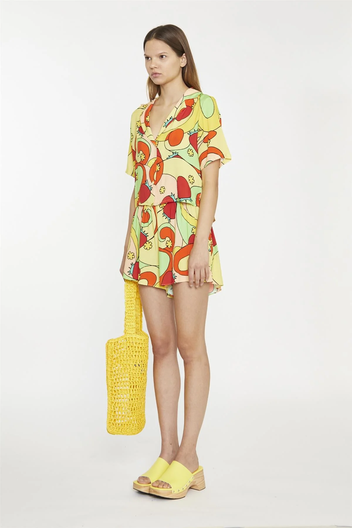 Orange-Swirl Strawberry Smocked-Waist Loose-Fit-Shorts - Image 4
