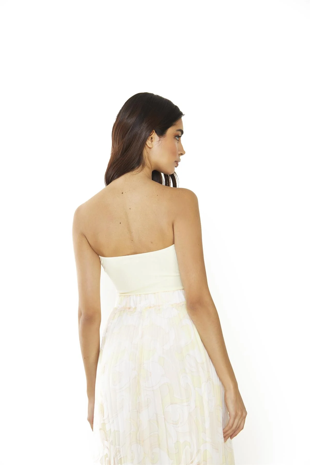 Pale-Lemon Ribbed-Bandeau Crop-Top - Image 2