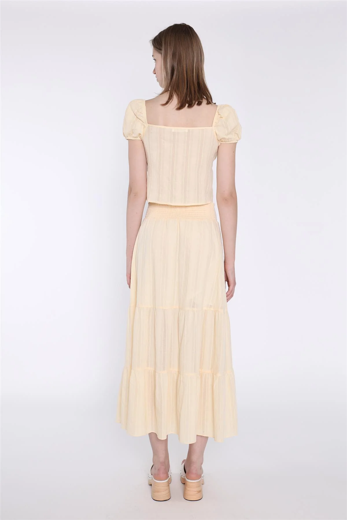 Pale-Lemon Tiered Maxi-Skirt - Image 4