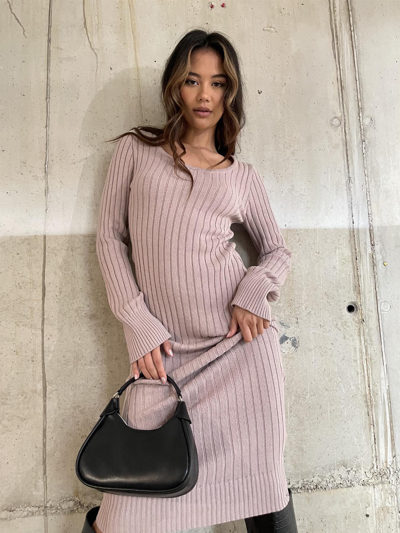 Pale-Lilac Knitted Midaxi-Dress - Image 3