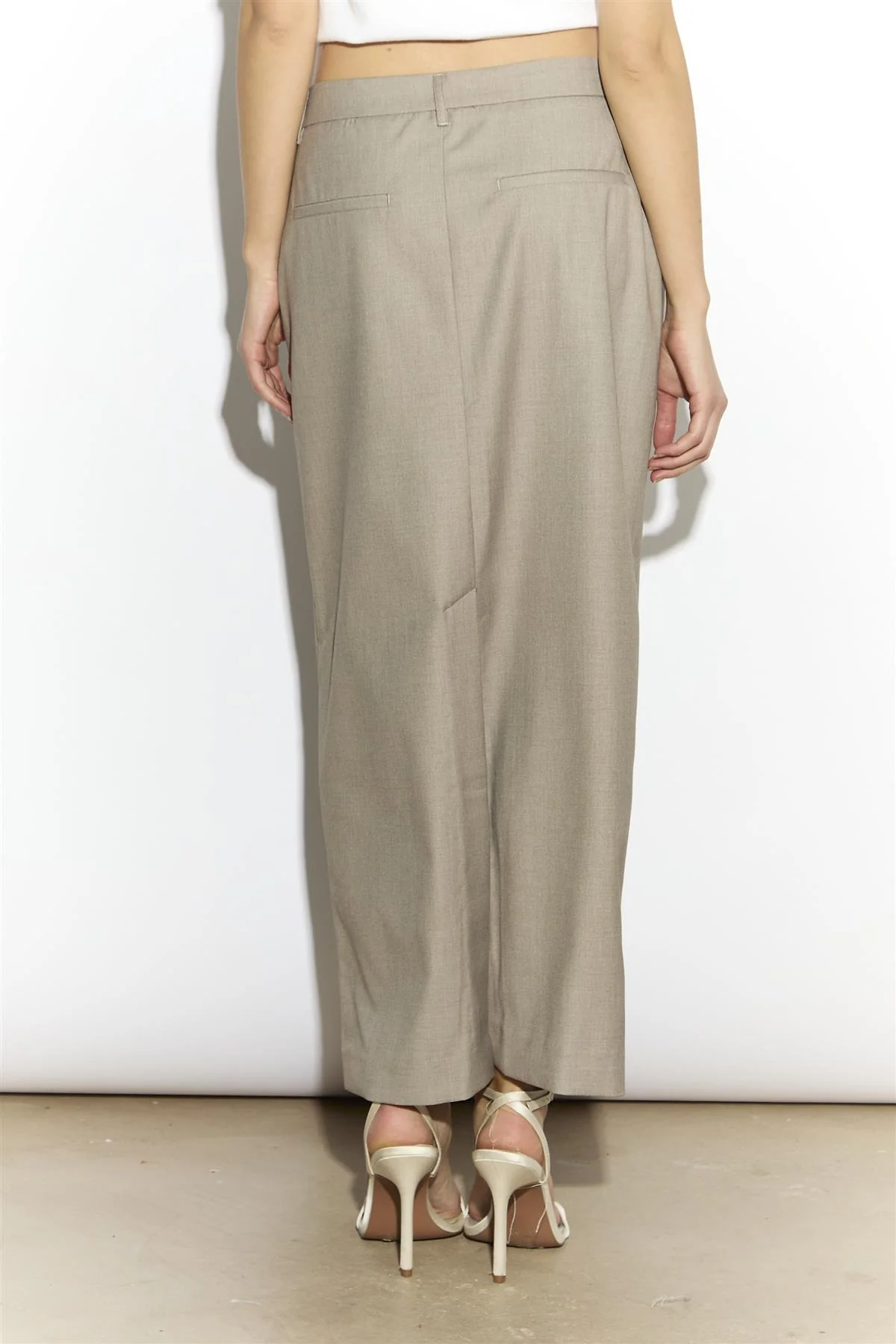 Pencil Maxi Skirt - Taupe Grey - Image 2