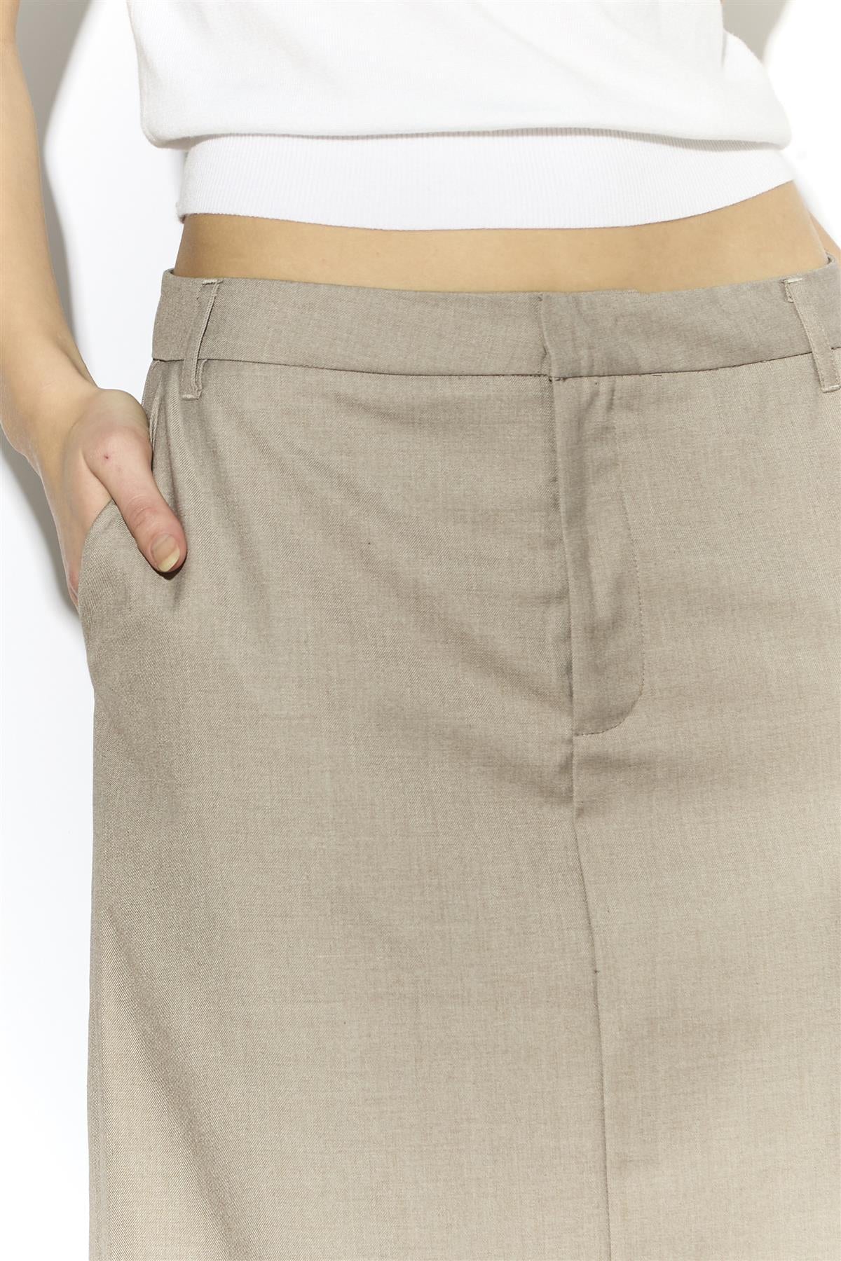Pencil Maxi Skirt - Taupe Grey - Image 4