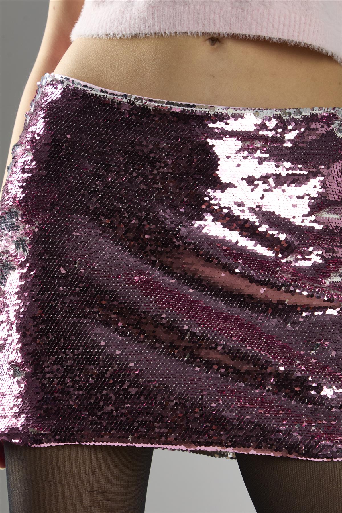 Pink-Sequin Mini-Skirts - Image 4