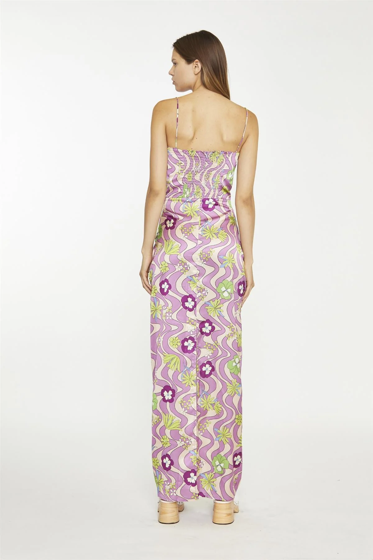 Purple-Swirl-Floral Sleeveless Maxi-Dress - Image 2