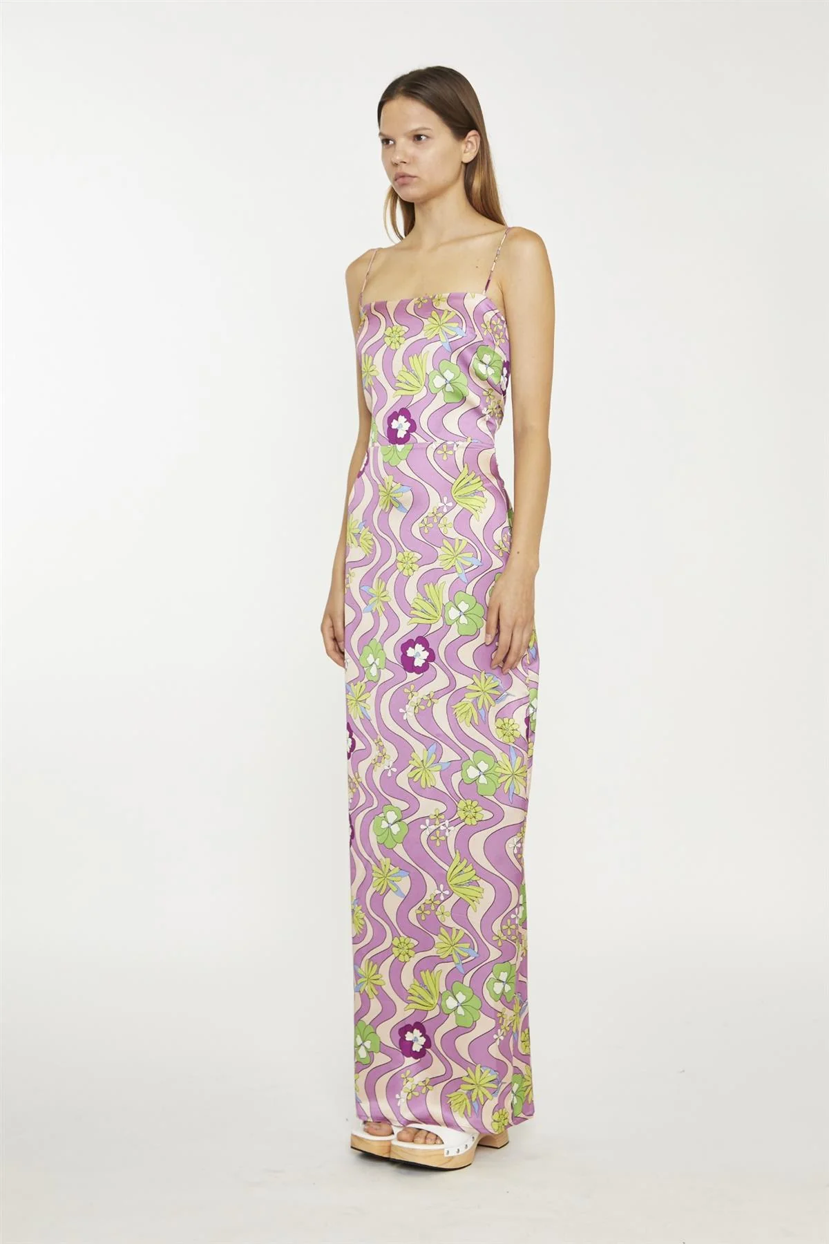 Purple-Swirl-Floral Sleeveless Maxi-Dress - Image 4