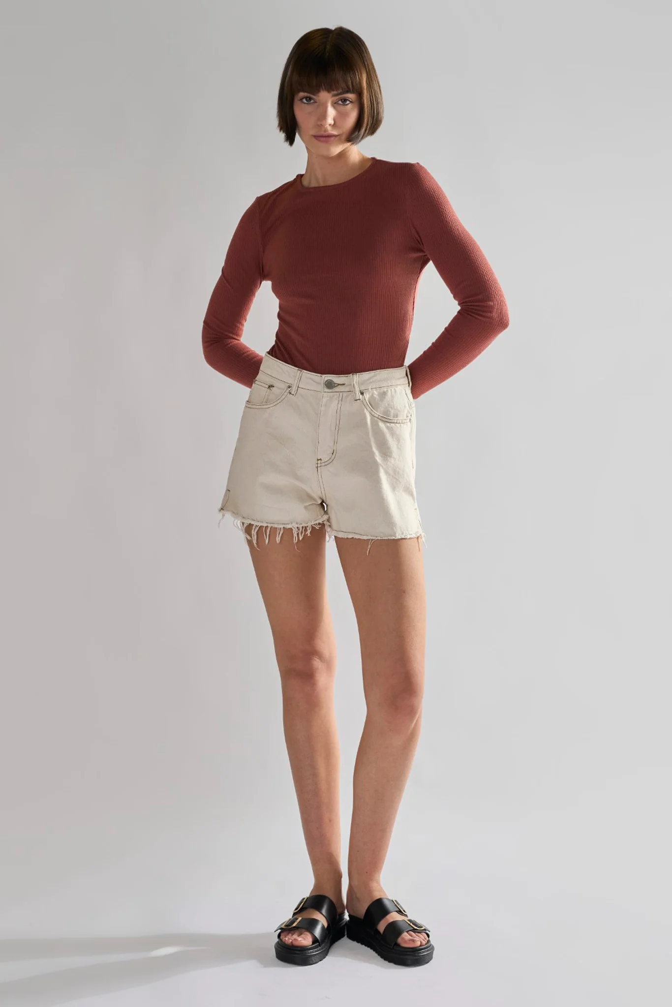 Rose Rust Rib Open-Back Bodysuit