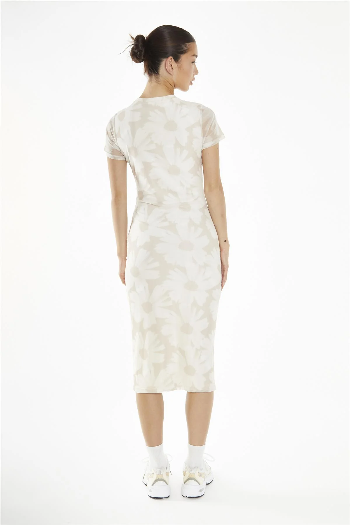 Stone-Sunflower Mesh Bodycon Midi-Dress - Image 2