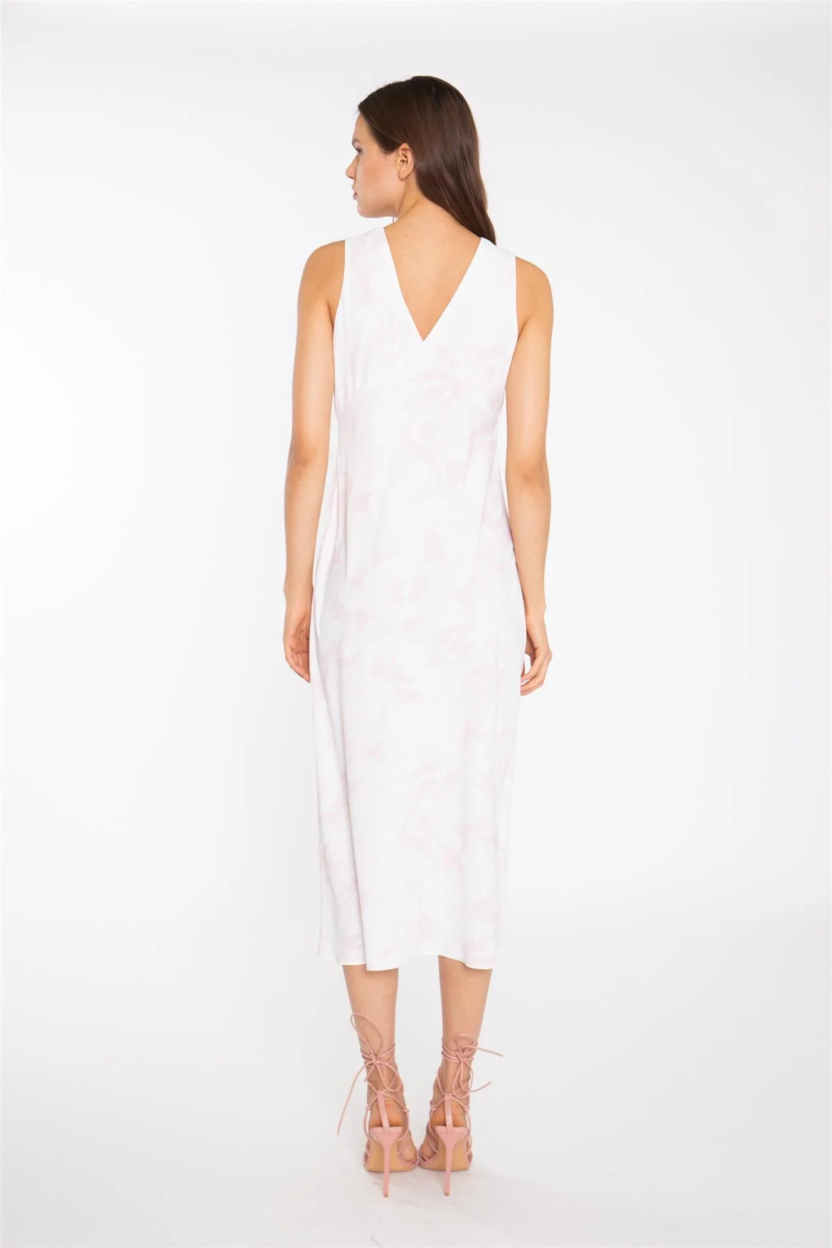 V-Neck Midaxi Dress - Pink Watercolour - Image 2