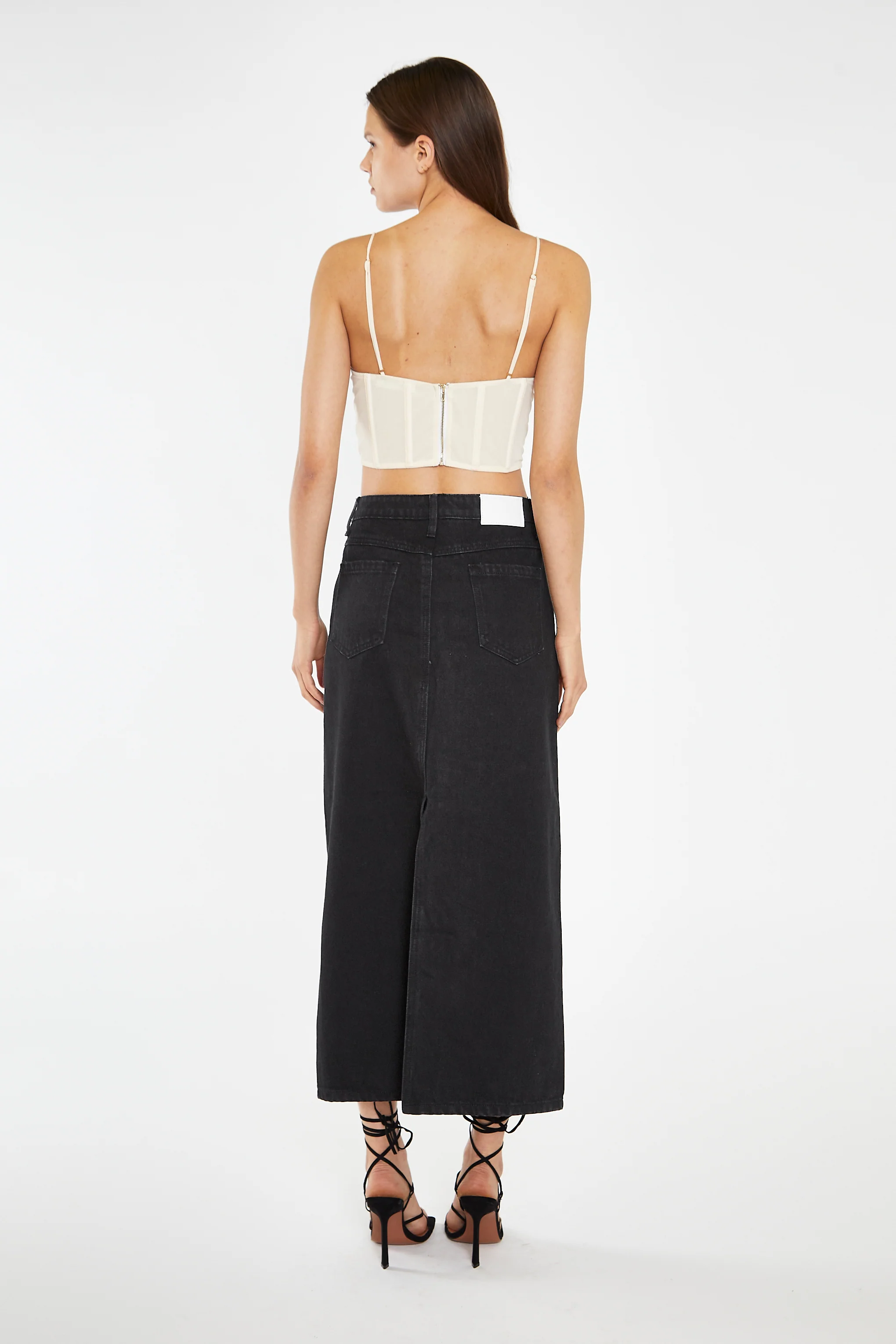 Washed Black Straight-Fit Maxi-Skirt - Image 2