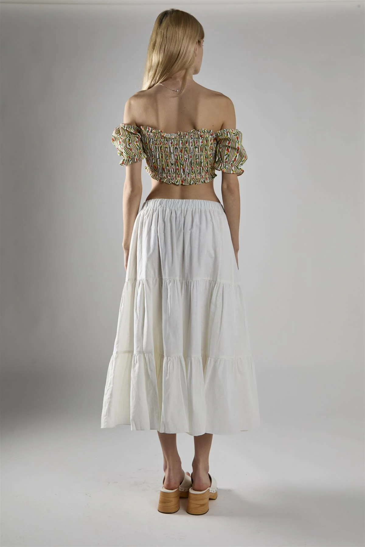 White Chiffon Tiered Midaxi-Skirt - Image 2