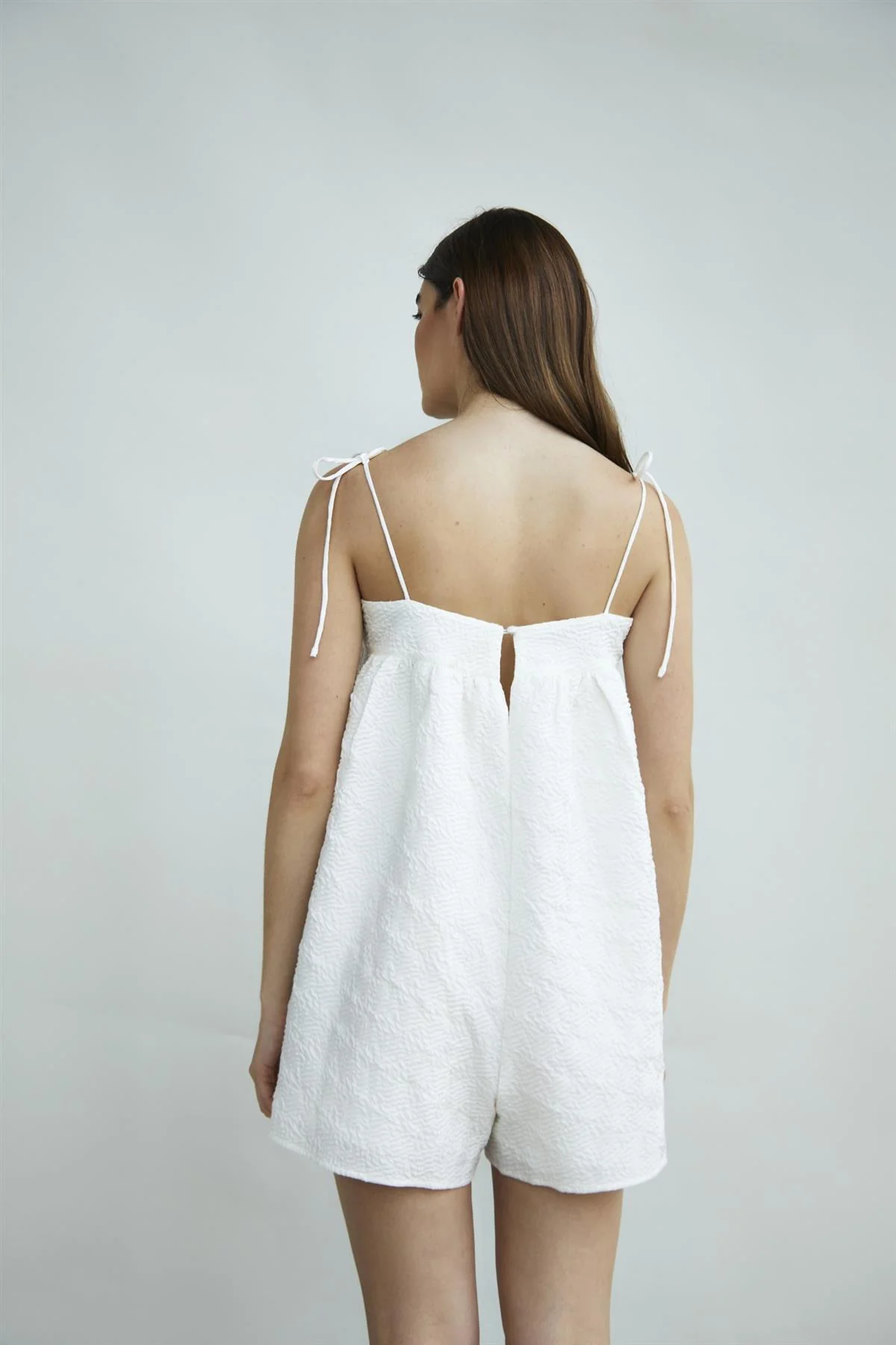 White Empire Line Strappy-Playsuit - Image 2