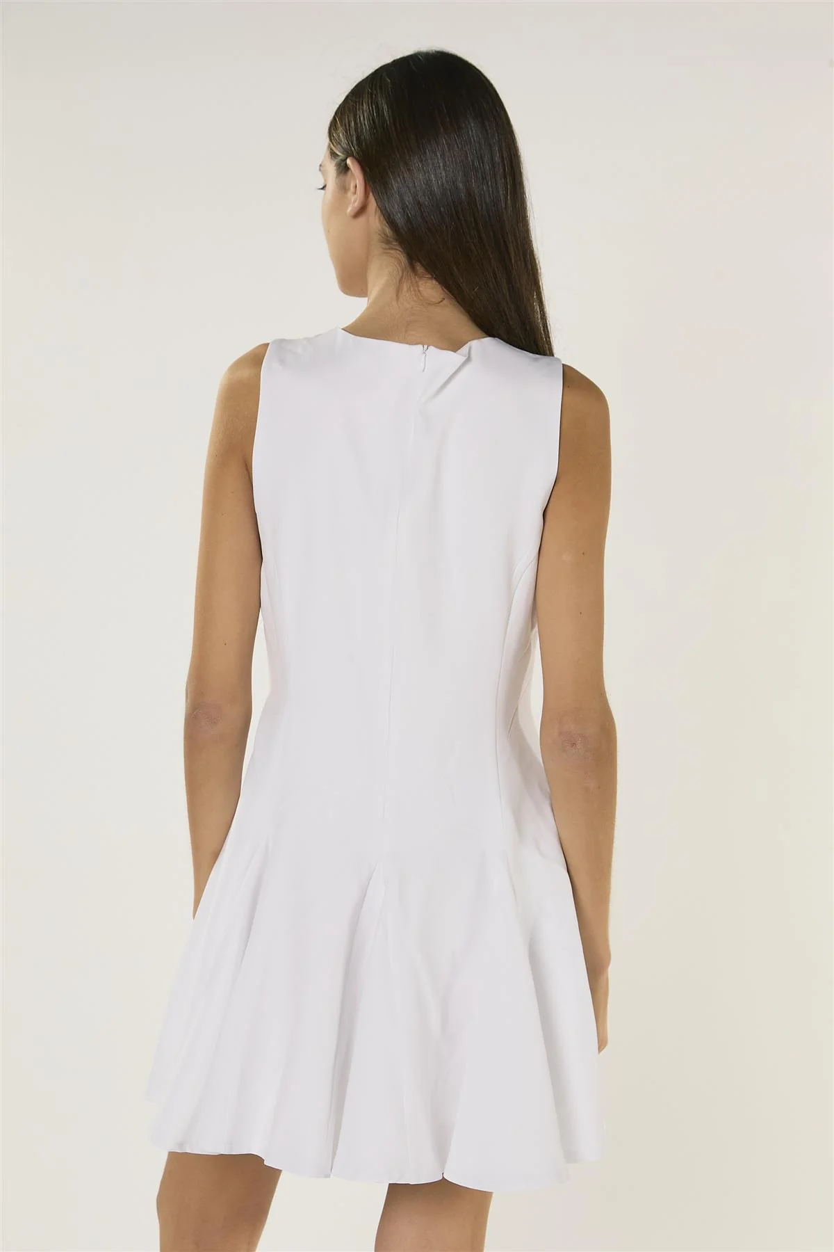 White Godet Tie Front Dress - Image 4